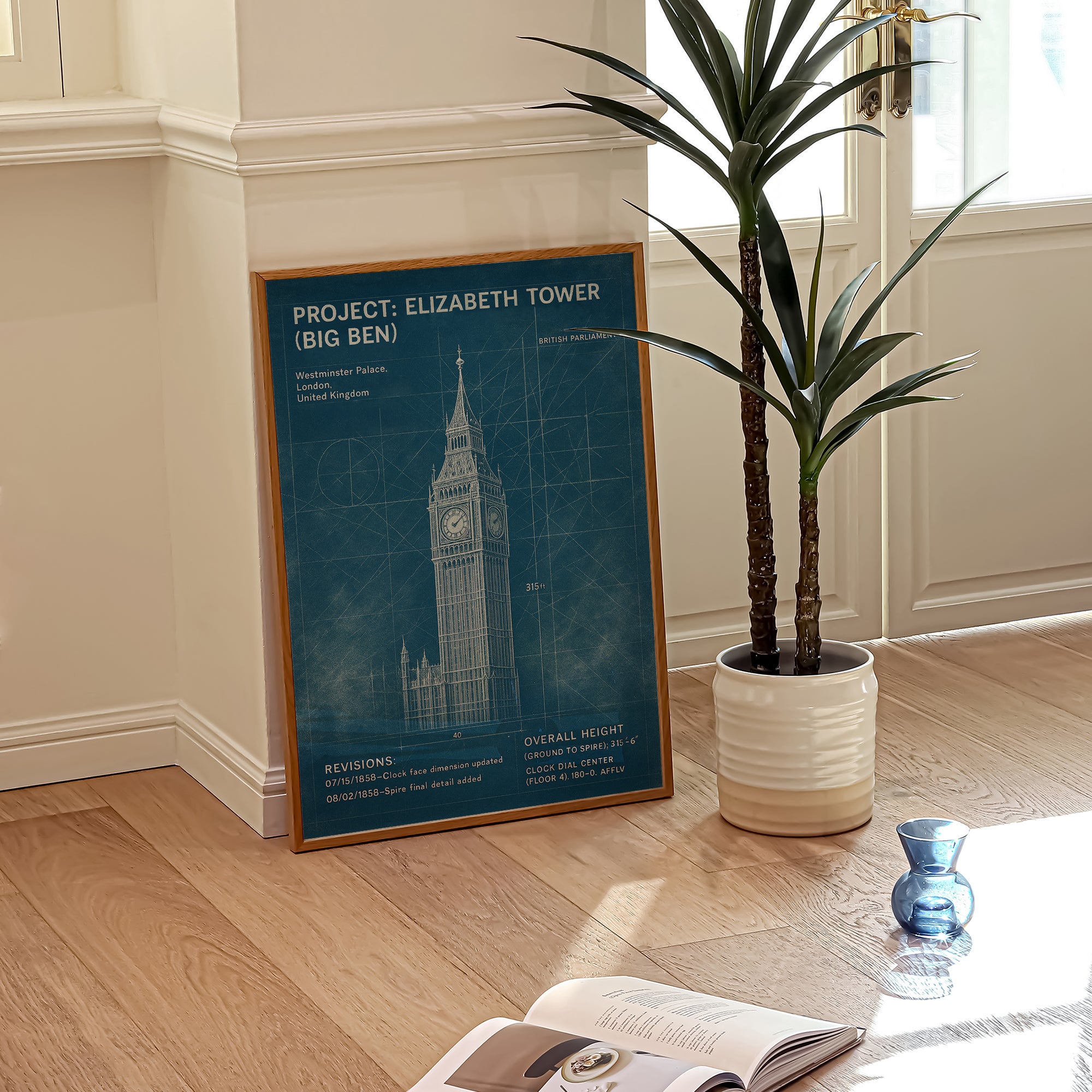 Elizabeth Tower (Big Ben) Blueprint Poster