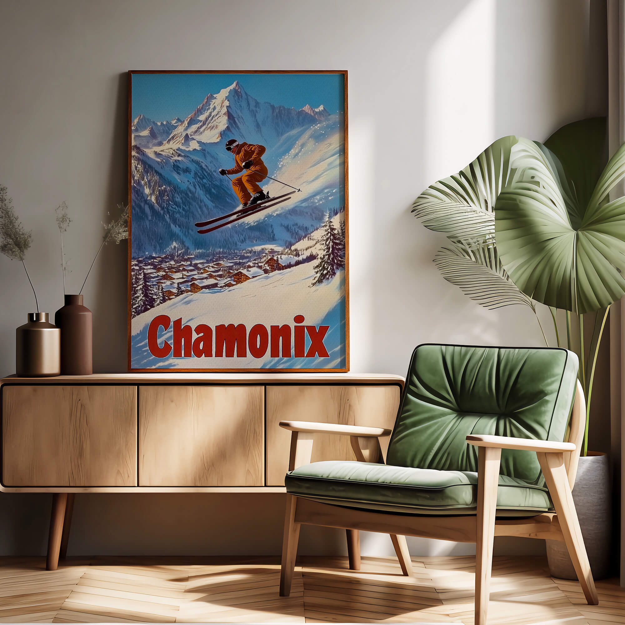 Chamonix, France Vintage Ski Travel Poster