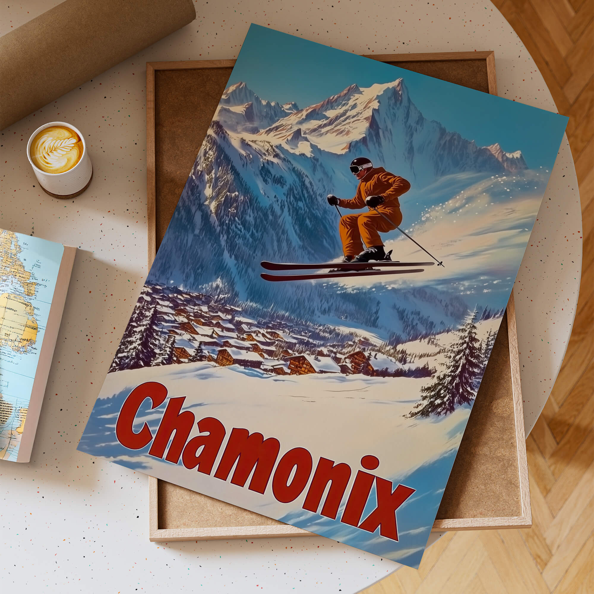 Chamonix, France Vintage Ski Travel Poster