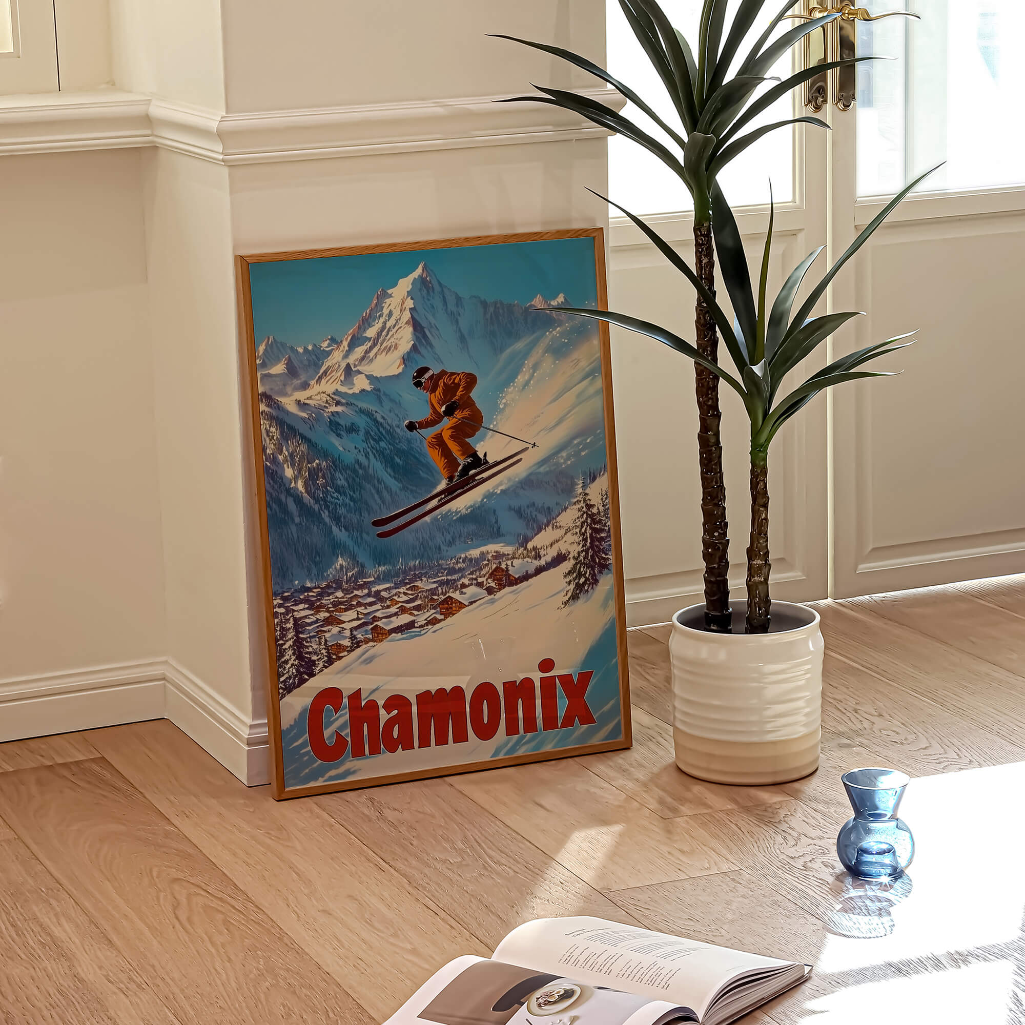 Chamonix, France Vintage Ski Travel Poster