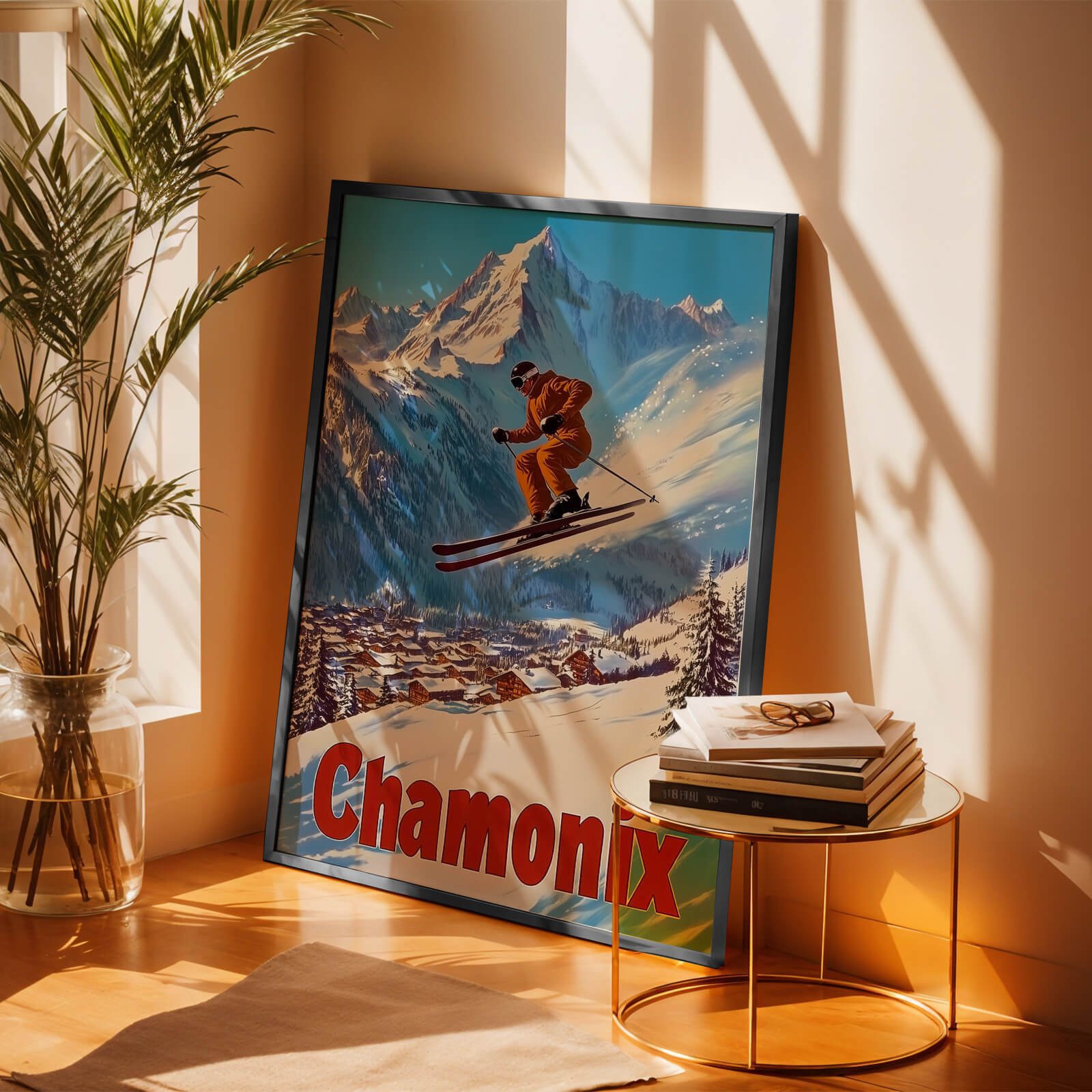 Chamonix, France Vintage Ski Travel Poster