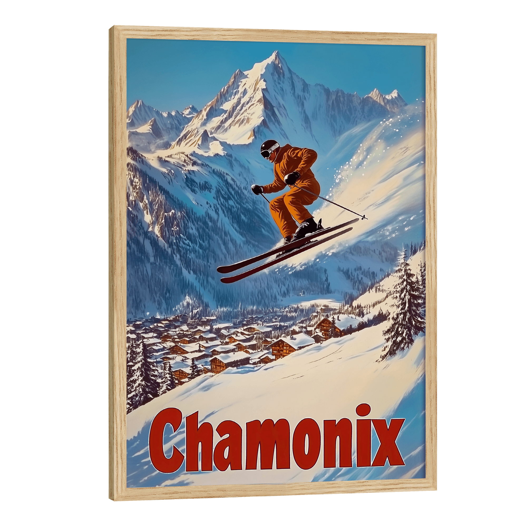 Chamonix, France Vintage Ski Travel Poster