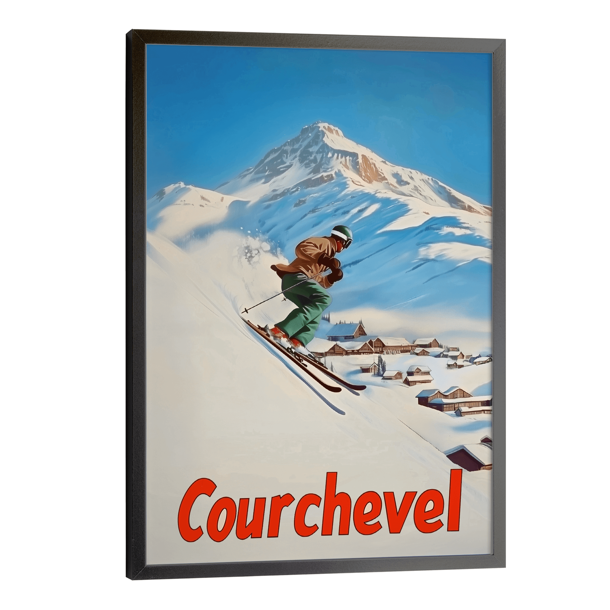 Courchevel, France Vintage Ski Travel Poster