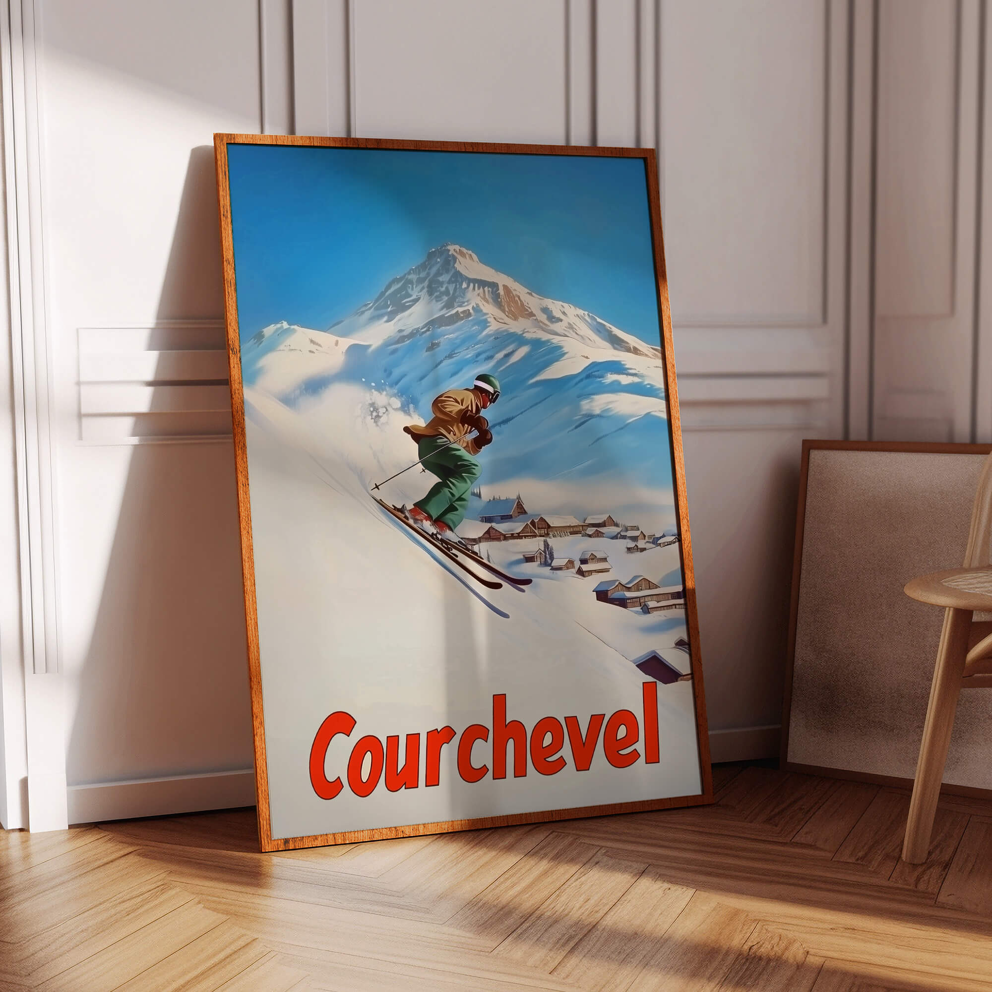 Courchevel, France Vintage Ski Travel Poster