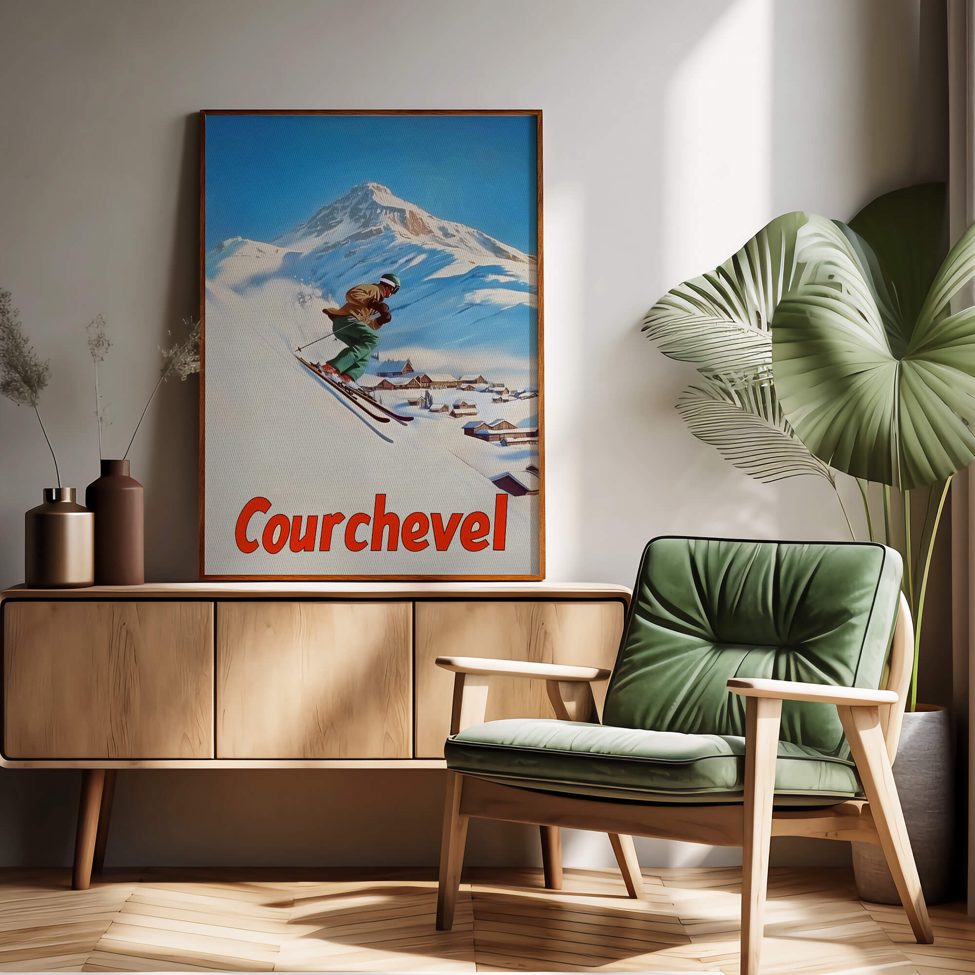 Courchevel, France Vintage Ski Travel Poster