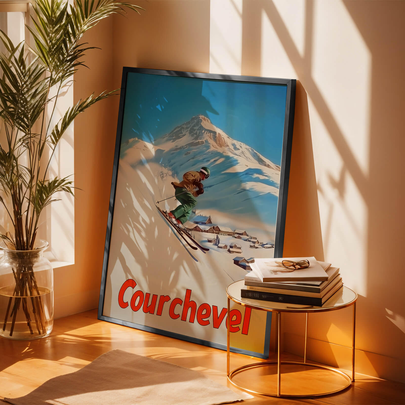 Courchevel, France Vintage Ski Travel Poster