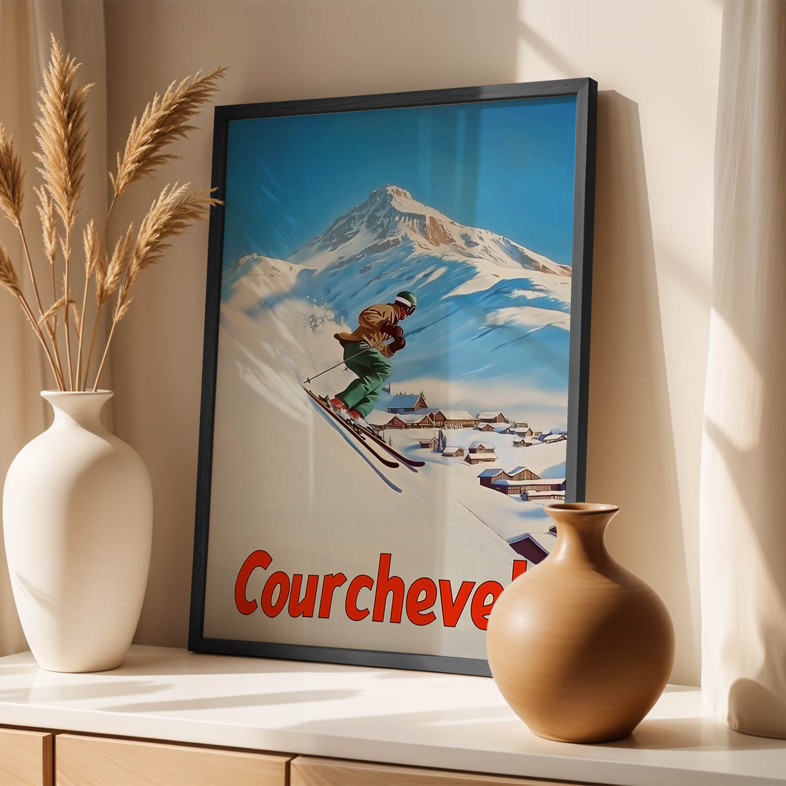 Courchevel, France Vintage Ski Travel Poster