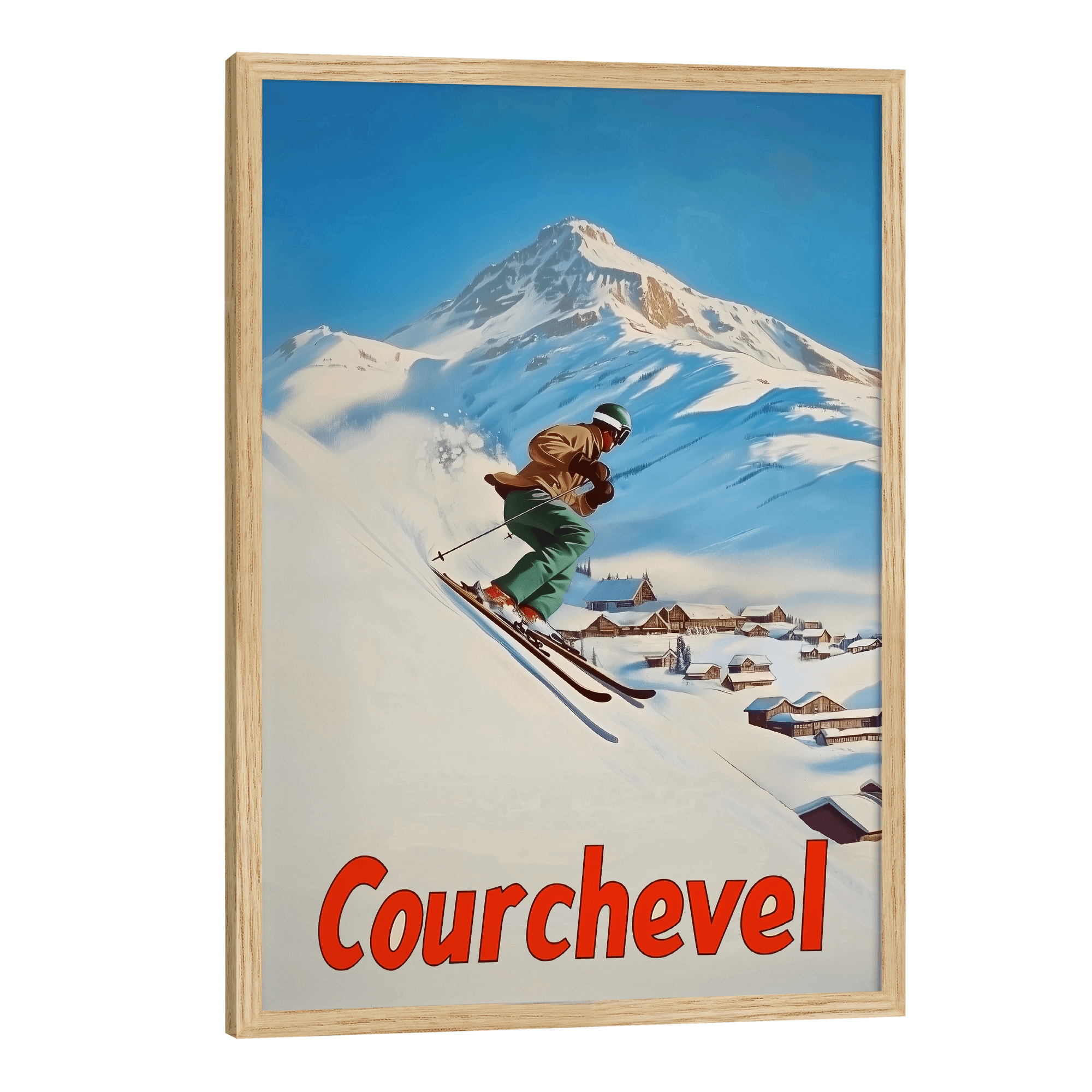 Courchevel, France Vintage Ski Travel Poster