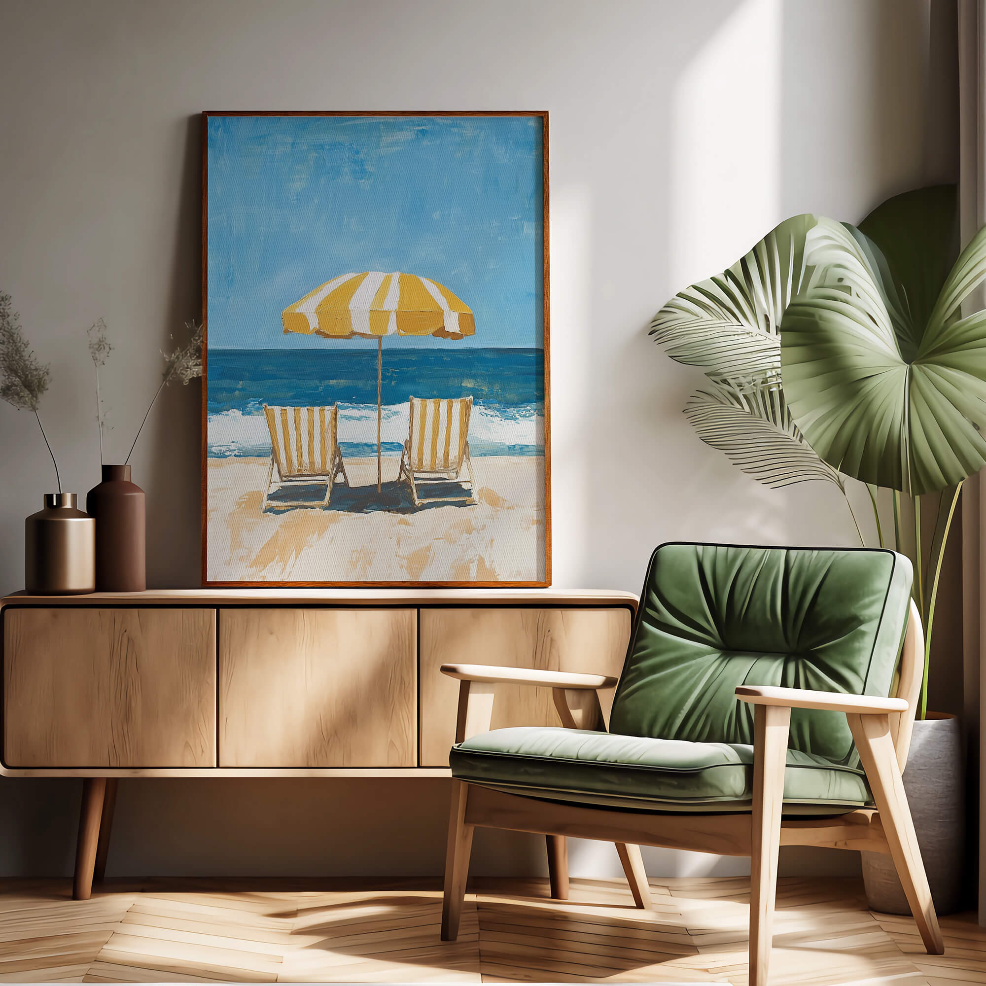 Deckchairs On The Beach Poster