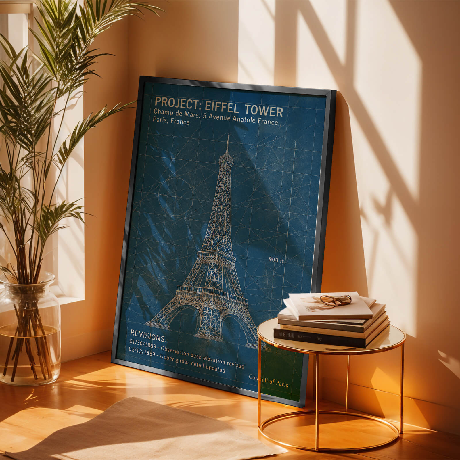 Eiffel Tower Blueprint Poster