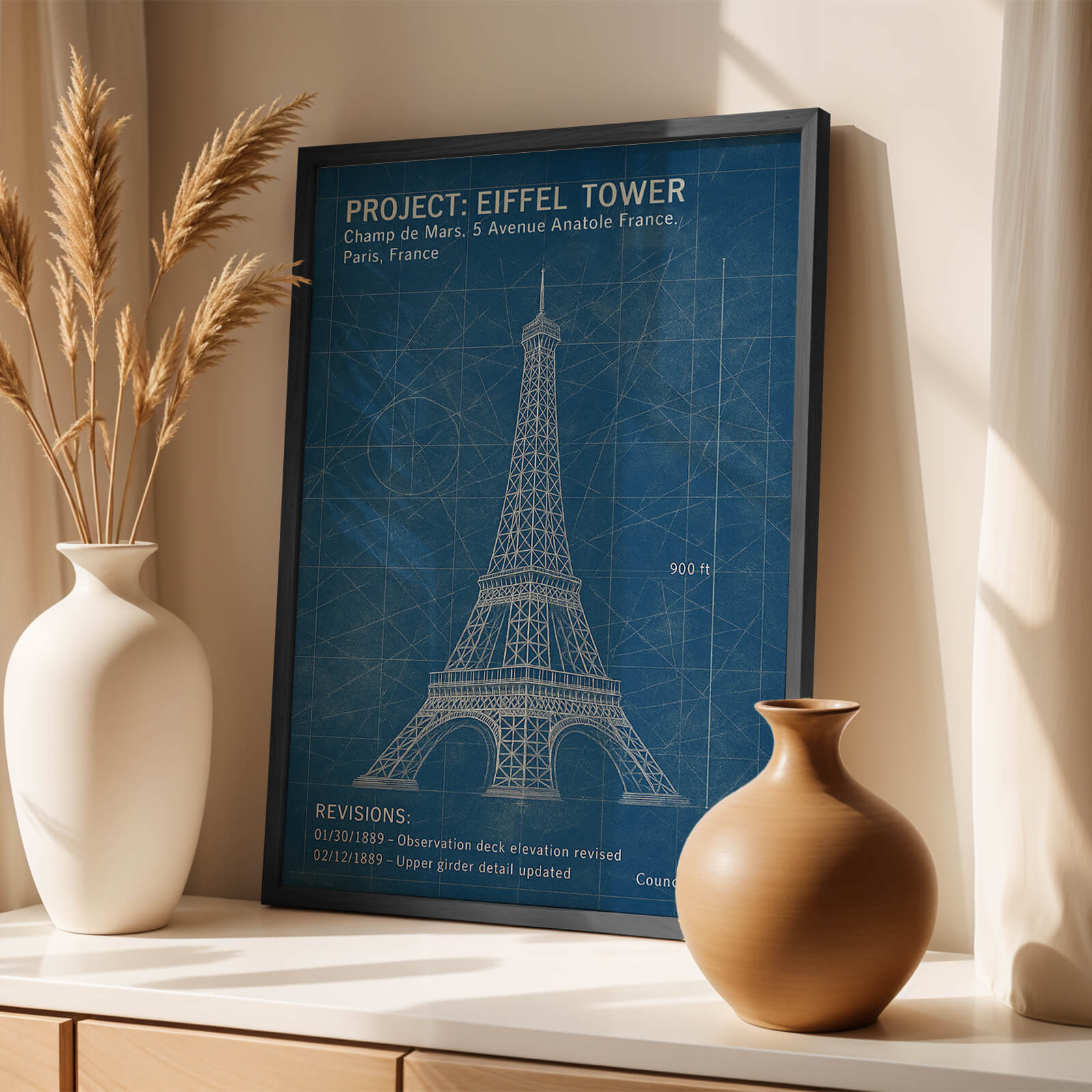 Eiffel Tower Blueprint Poster