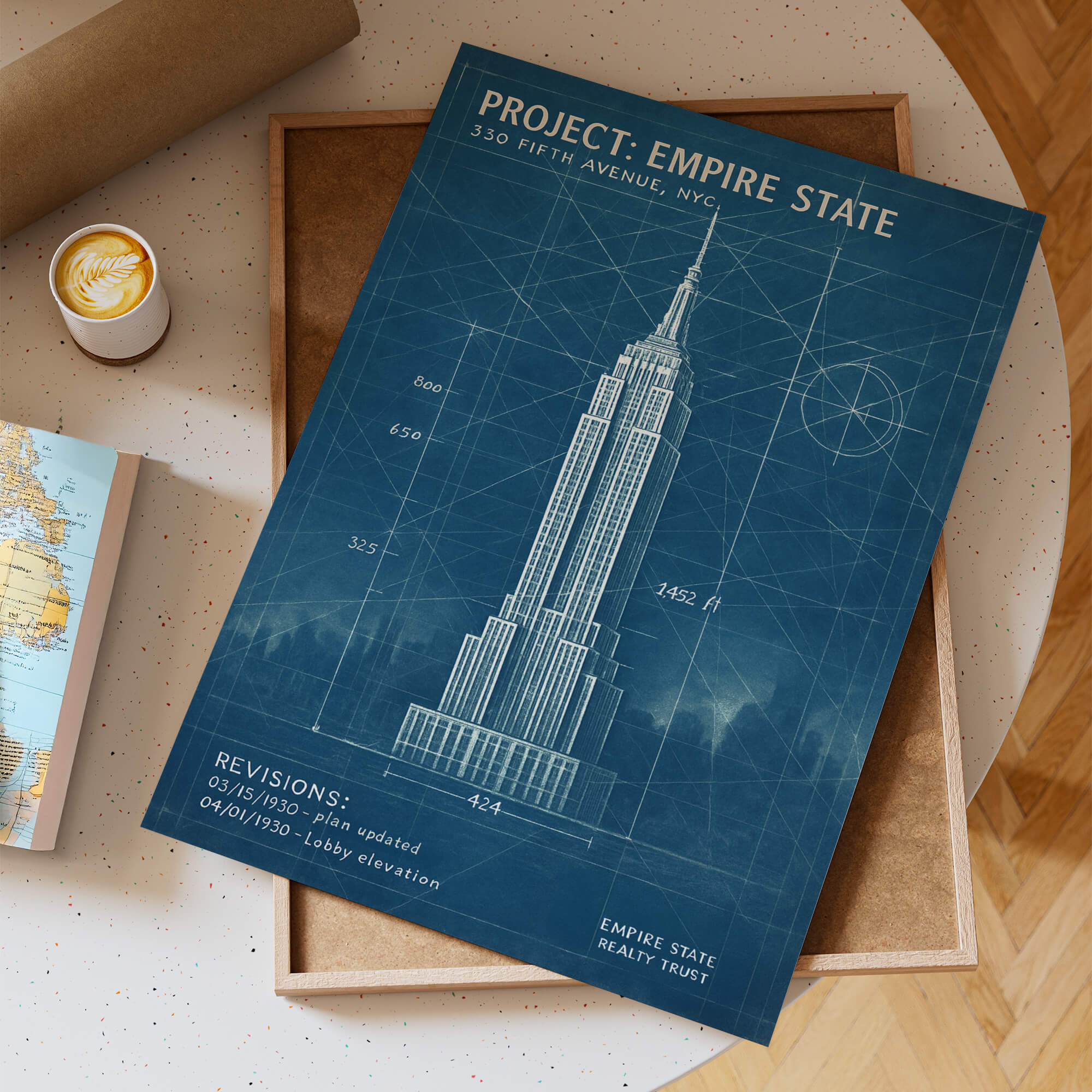 Empire State Building Blueprint Poster