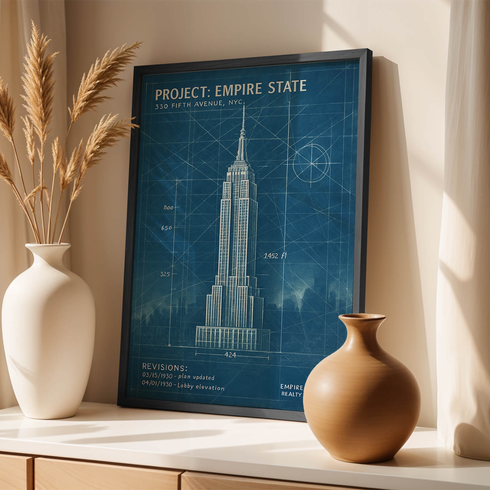 Empire State Building Blueprint Poster