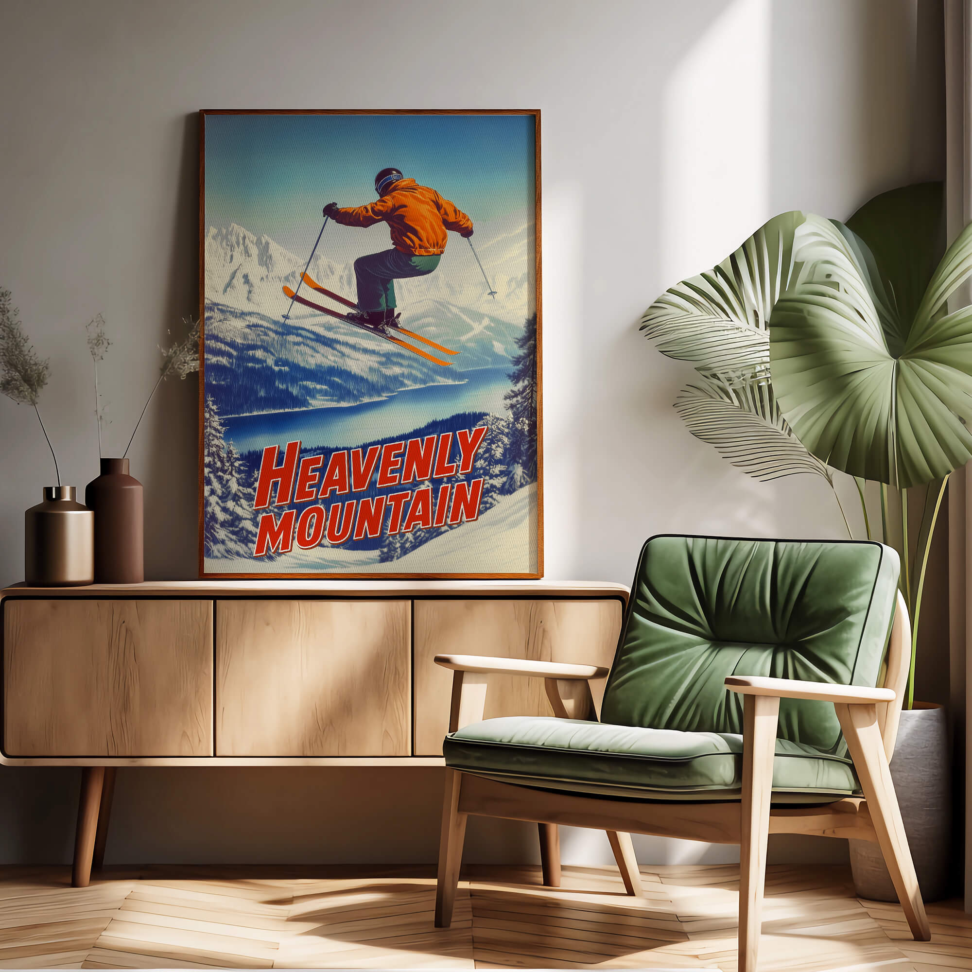 Heavenly Mountain, California/Nevada Vintage Ski Travel Poster