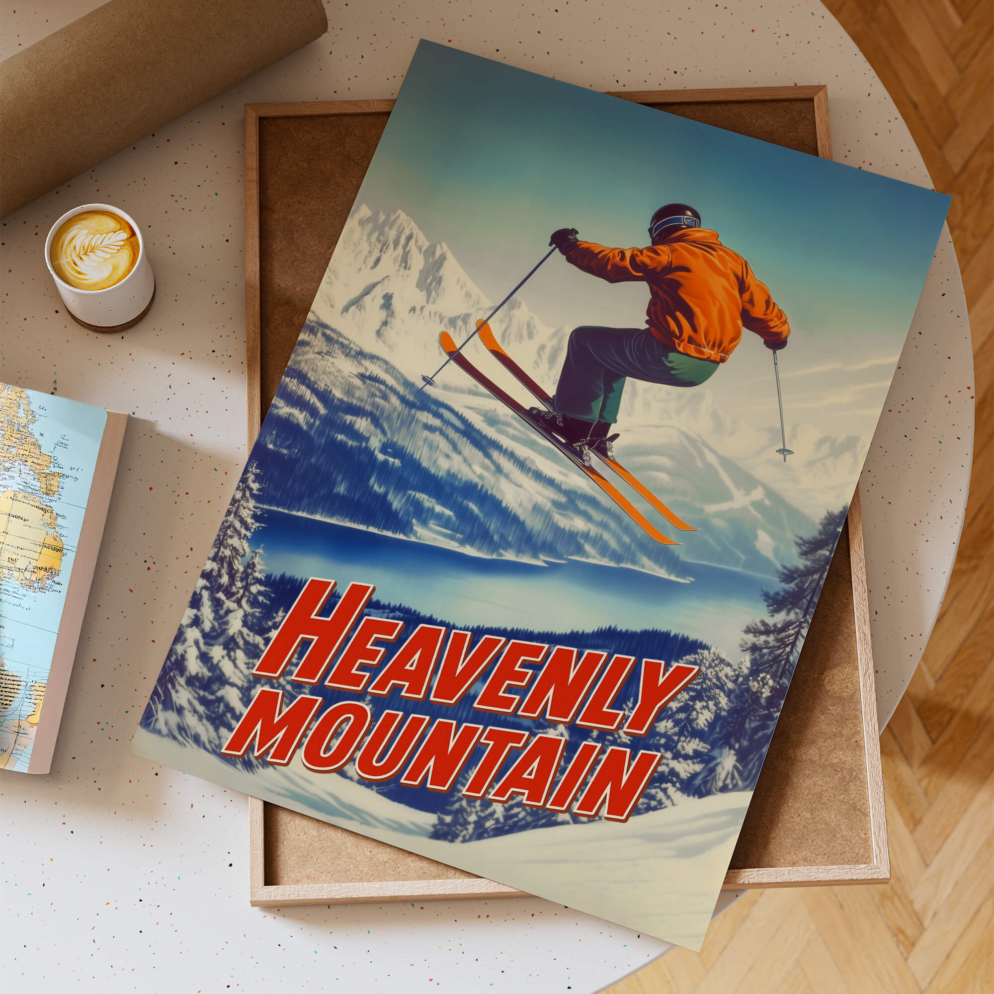 Heavenly Mountain, California/Nevada Vintage Ski Travel Poster