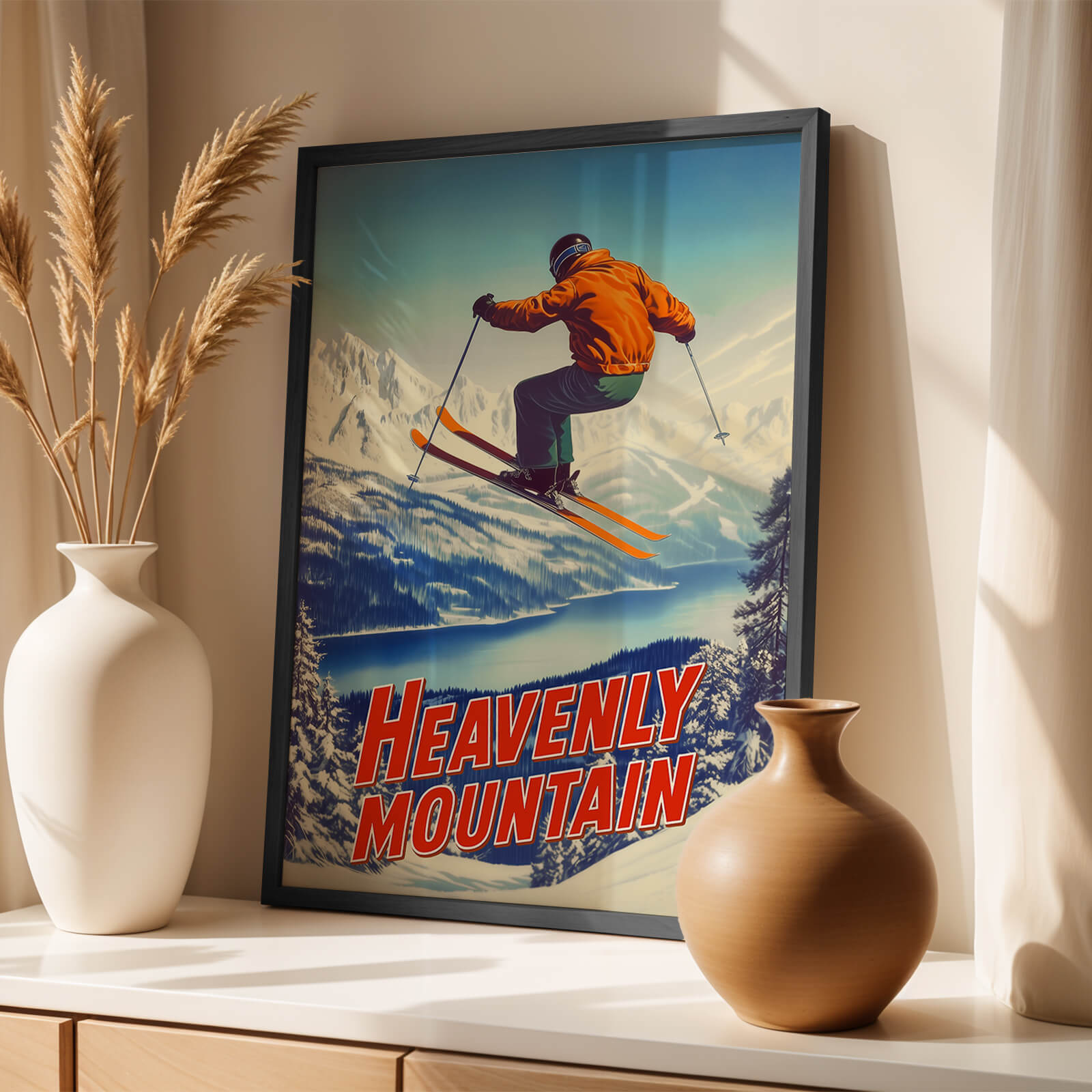Heavenly Mountain, California/Nevada Vintage Ski Travel Poster