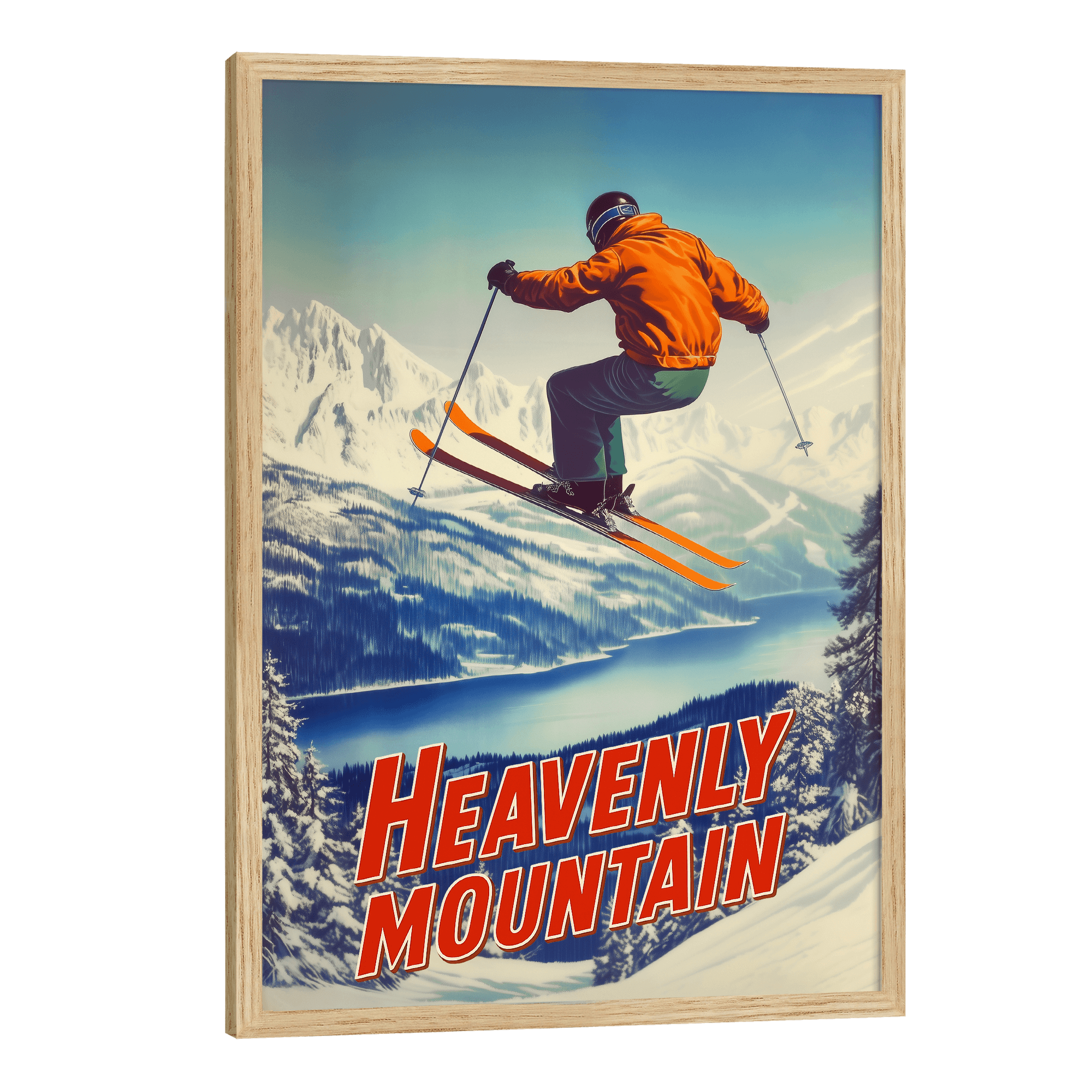 Heavenly Mountain, California/Nevada Vintage Ski Travel Poster
