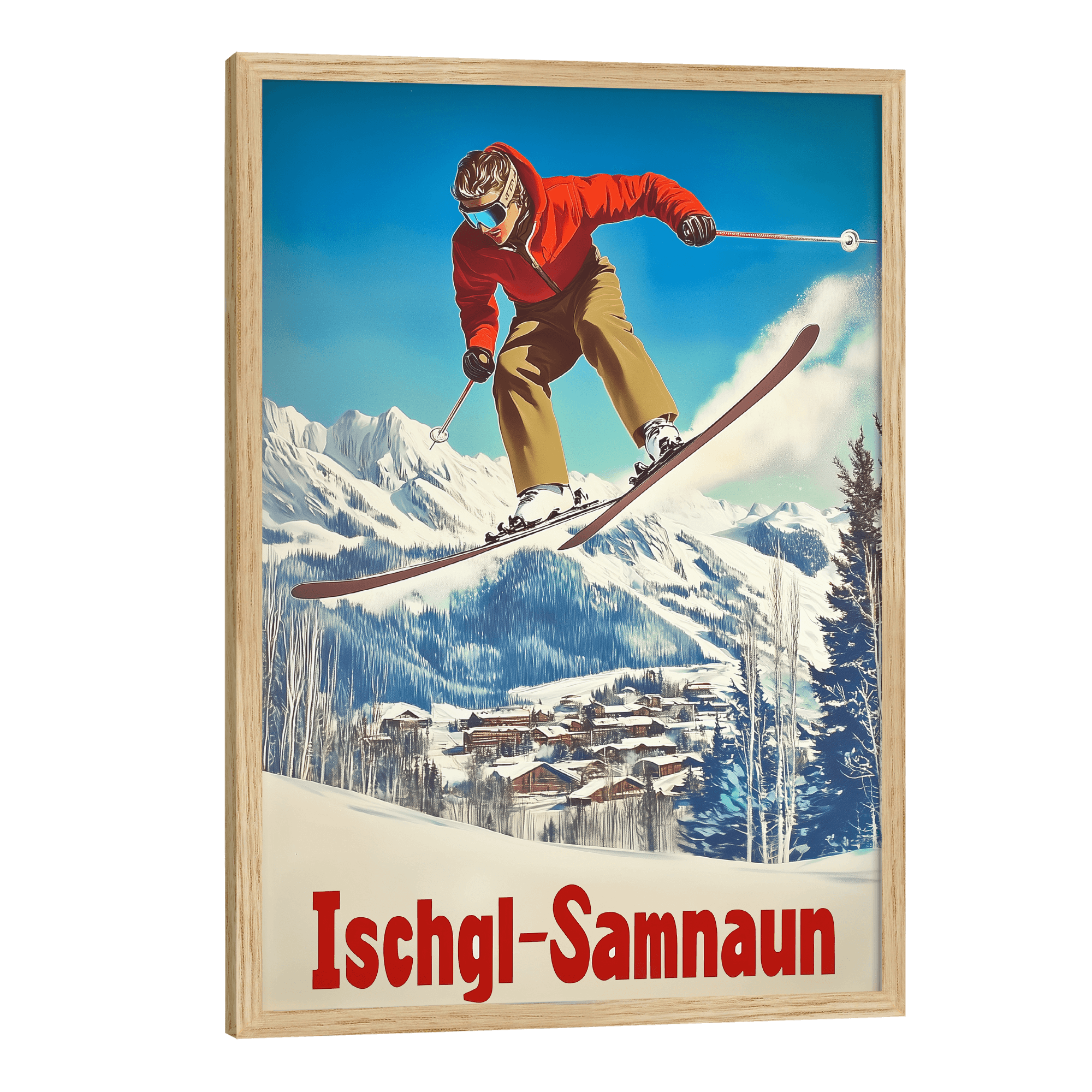 Ischgl-Samnaun, Austria / Switzerland Vintage Ski Travel Poster