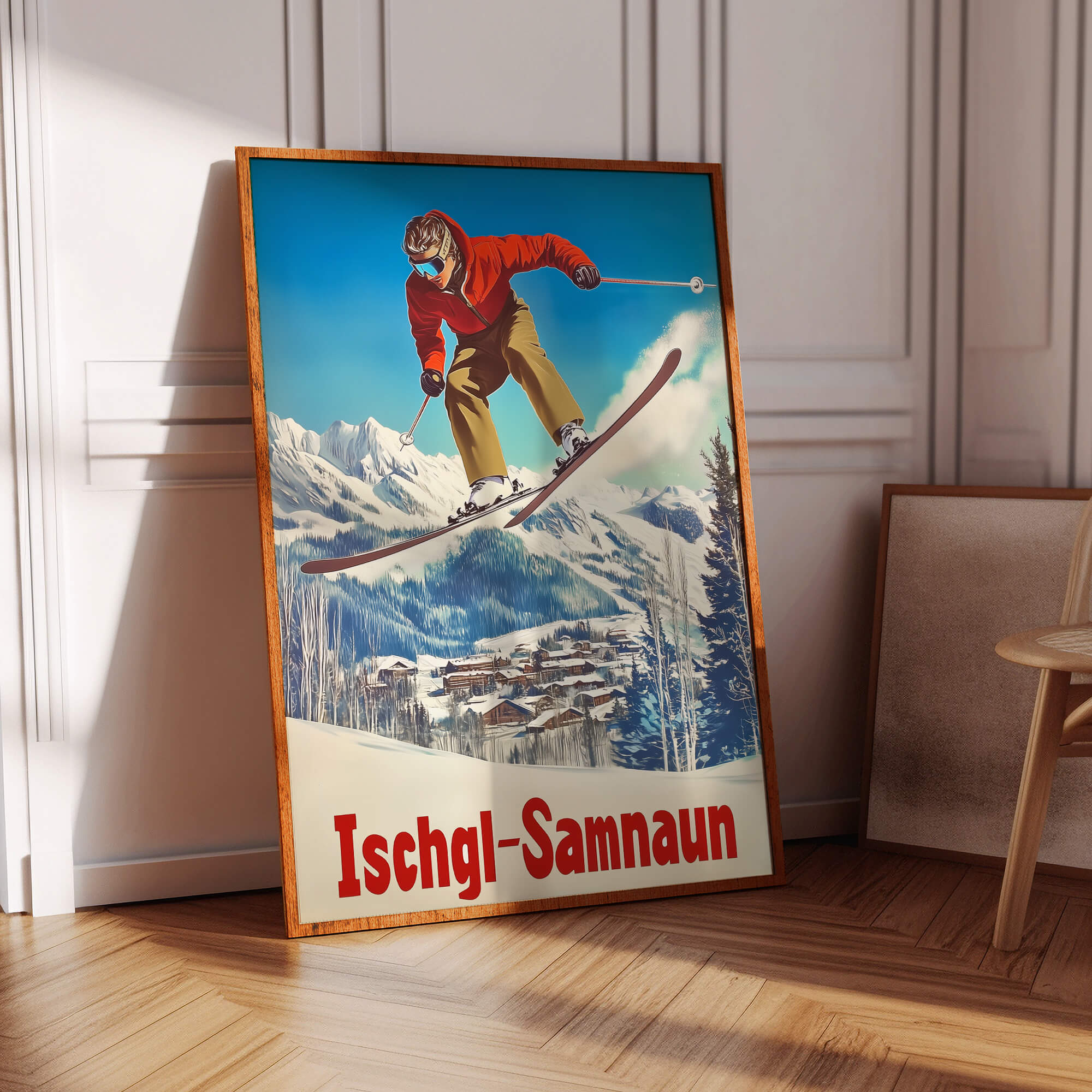 Ischgl-Samnaun, Austria / Switzerland Vintage Ski Travel Poster