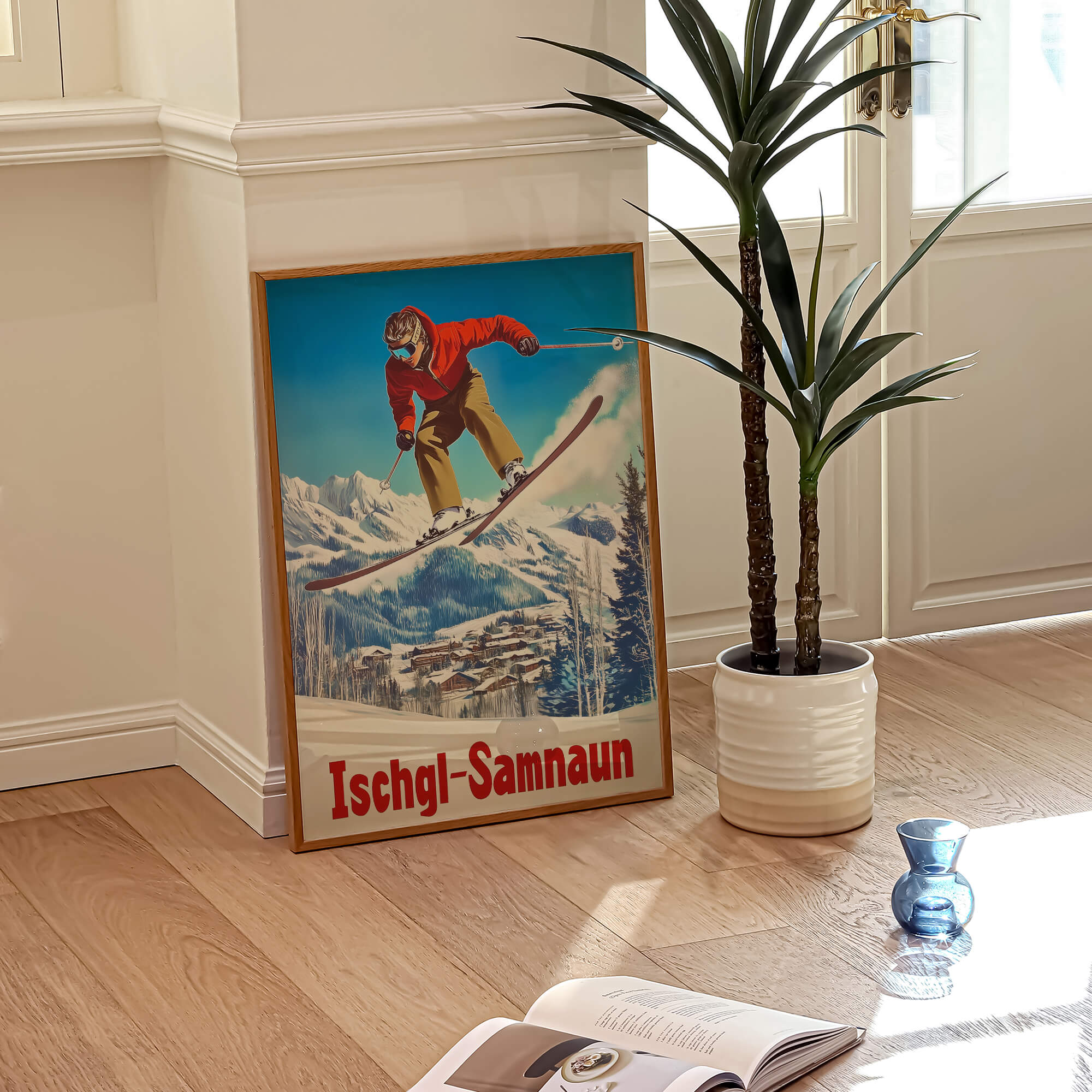 Ischgl-Samnaun, Austria / Switzerland Vintage Ski Travel Poster