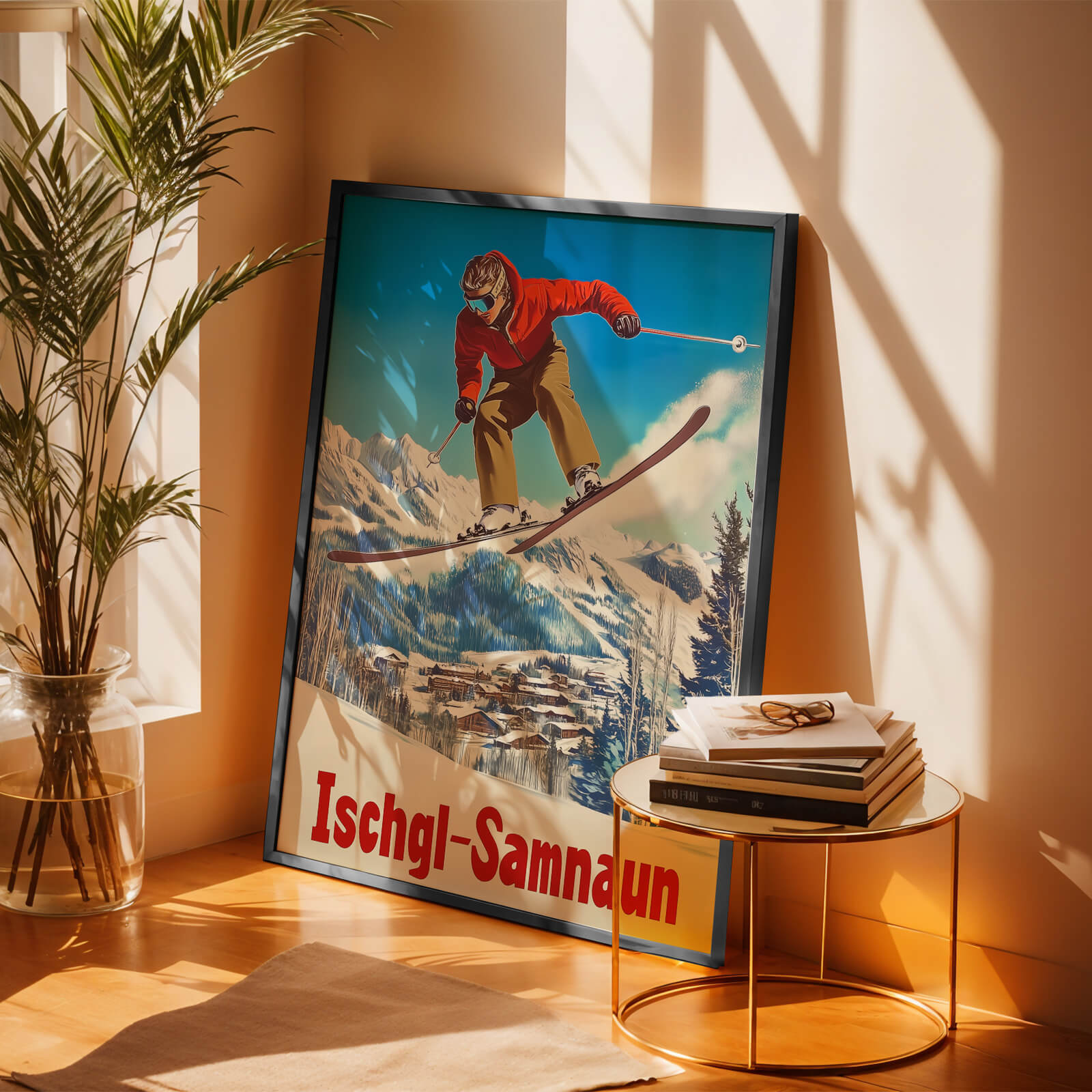 Ischgl-Samnaun, Austria / Switzerland Vintage Ski Travel Poster
