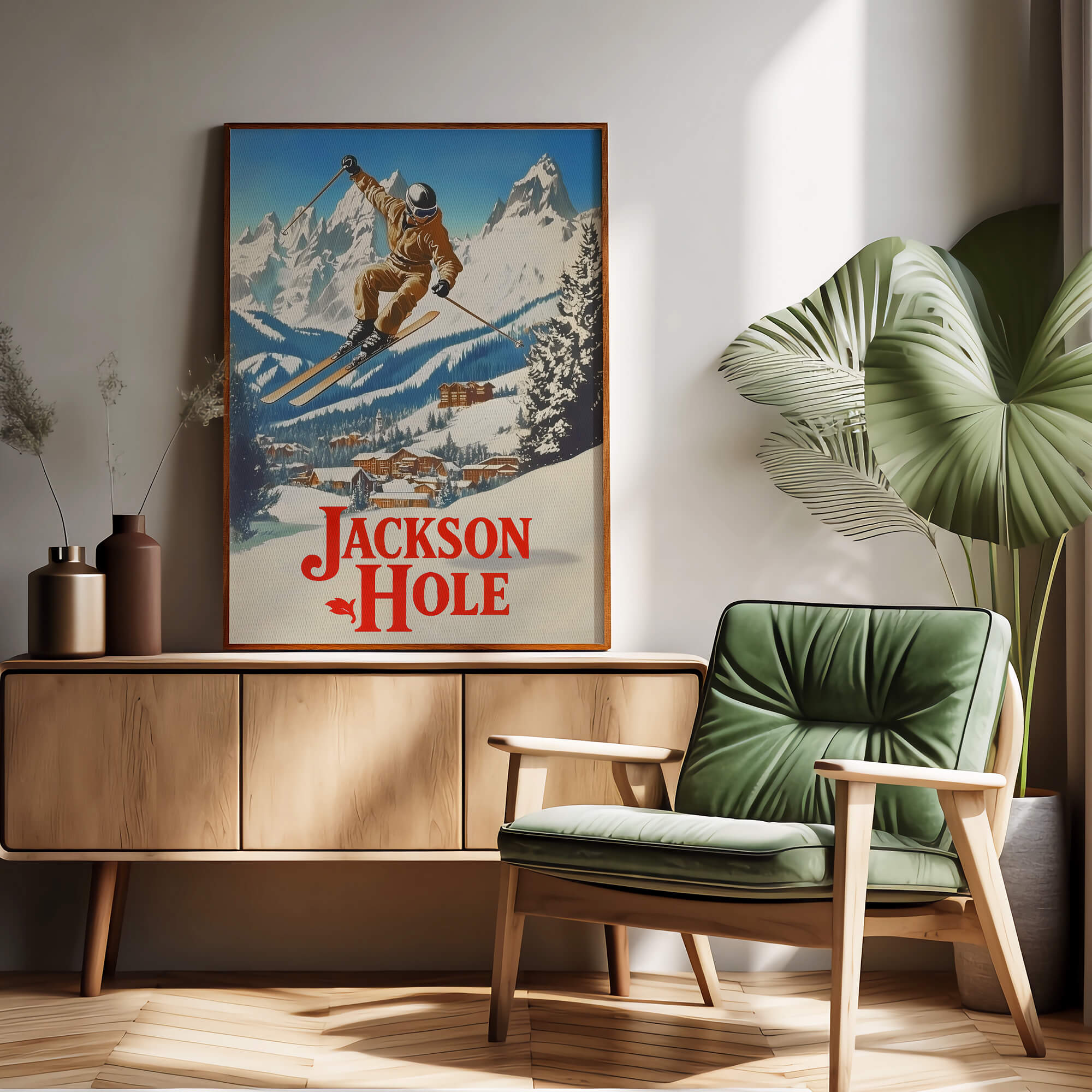 Jackson Hole, Wyoming Vintage Ski Travel Poster