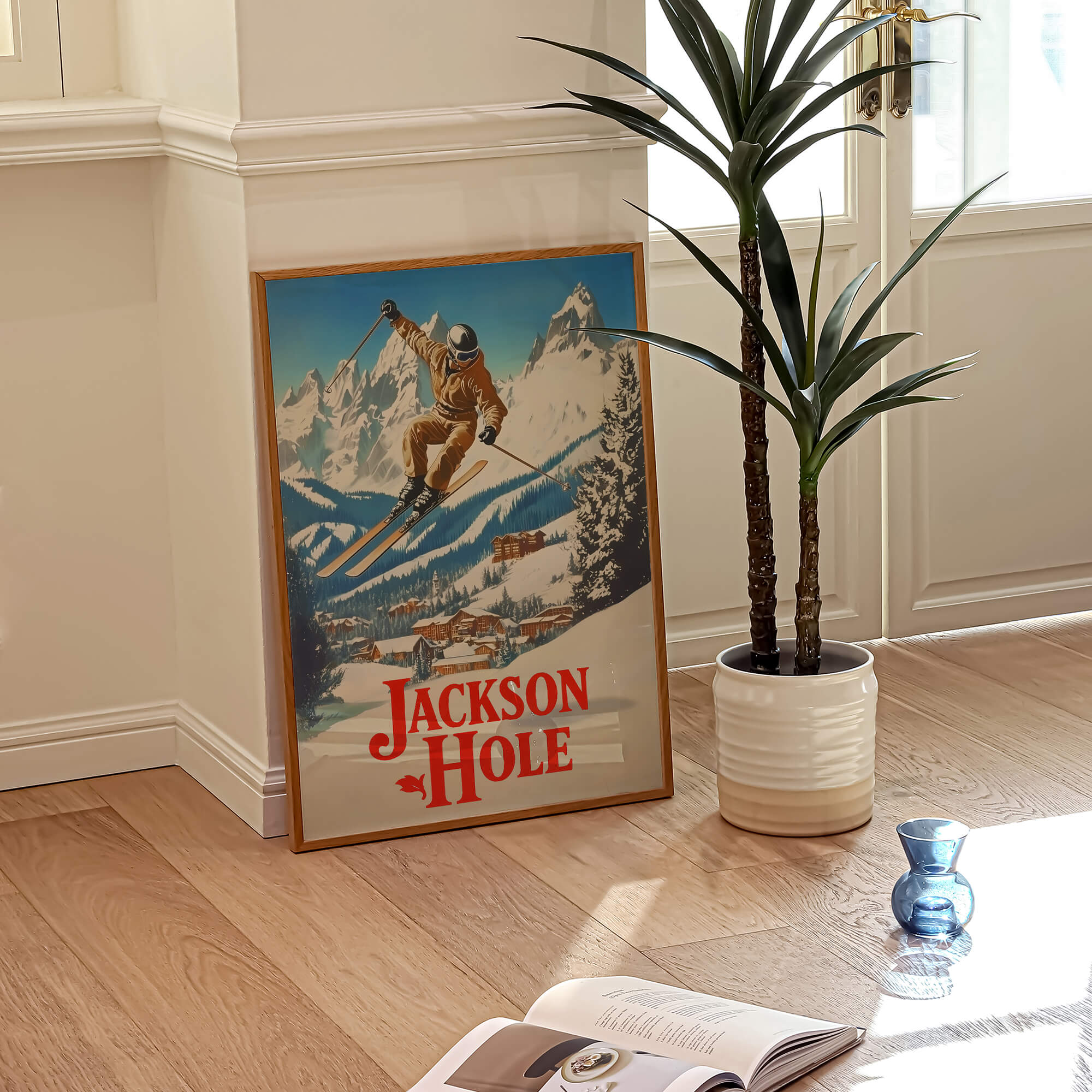 Jackson Hole, Wyoming Vintage Ski Travel Poster