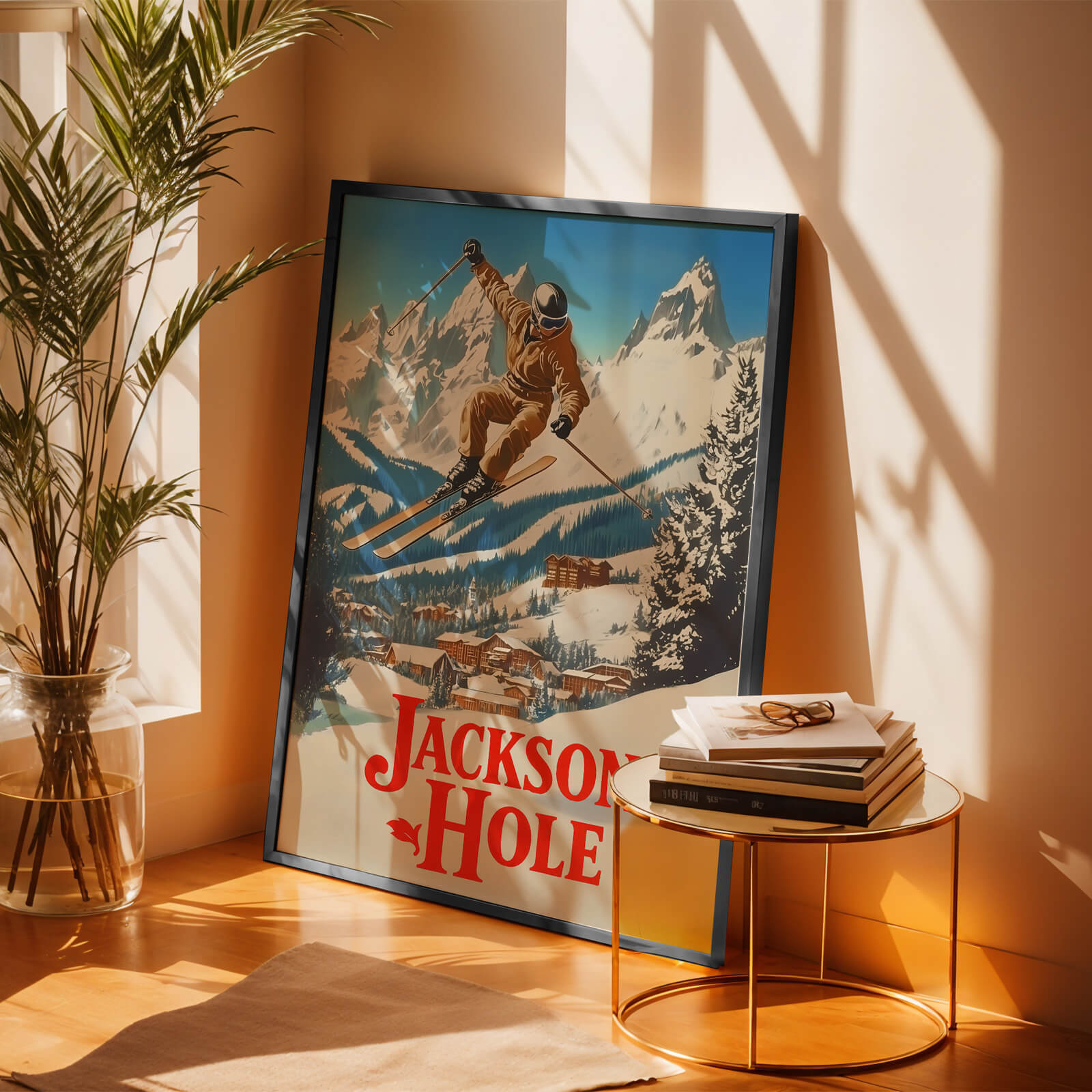 Jackson Hole, Wyoming Vintage Ski Travel Poster