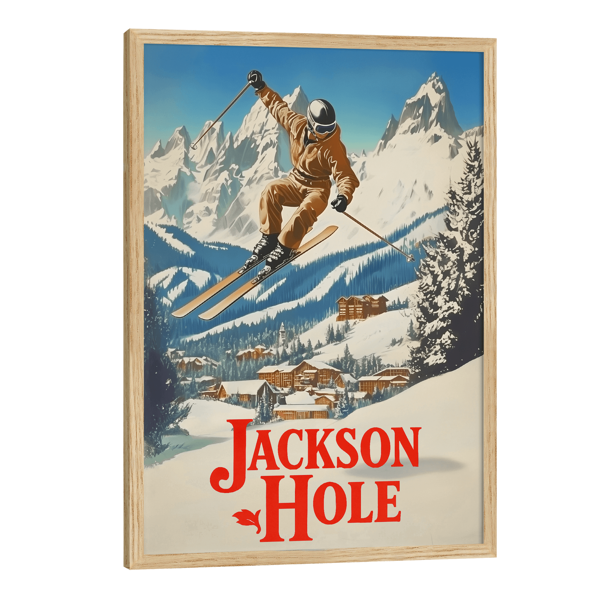 Jackson Hole, Wyoming Vintage Ski Travel Poster