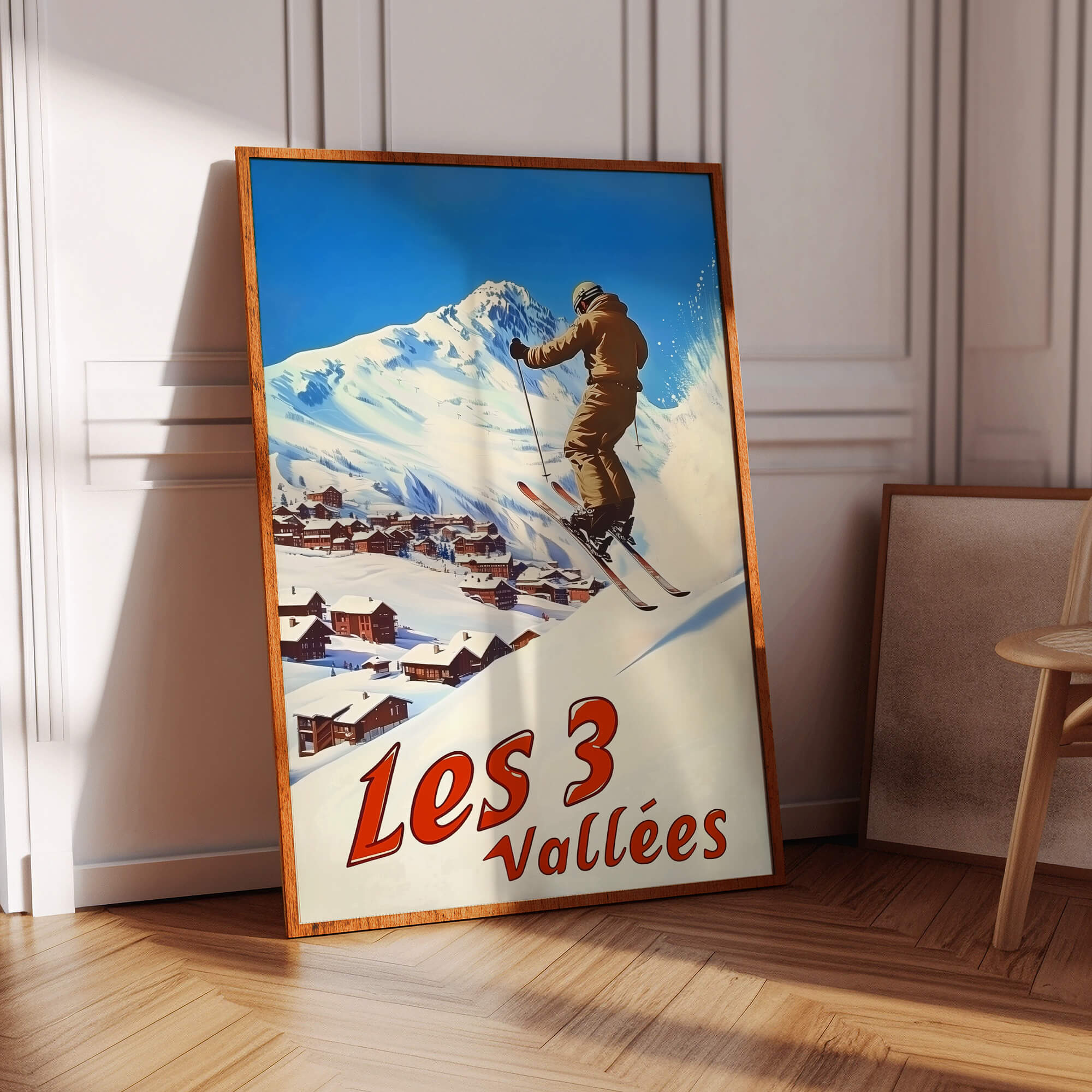 Les 3 Vallées, France Vintage Ski Travel Poster