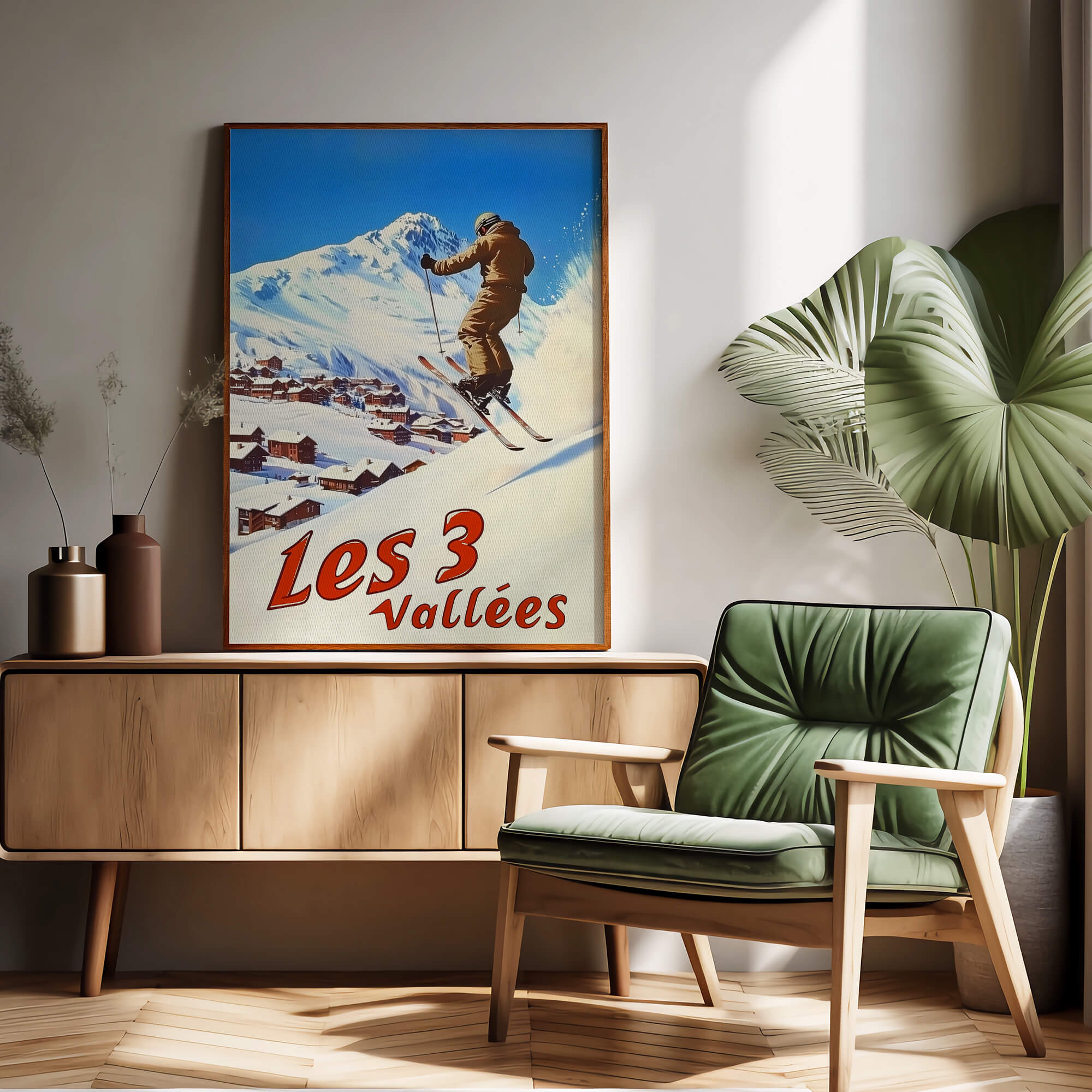 Les 3 Vallées, France Vintage Ski Travel Poster