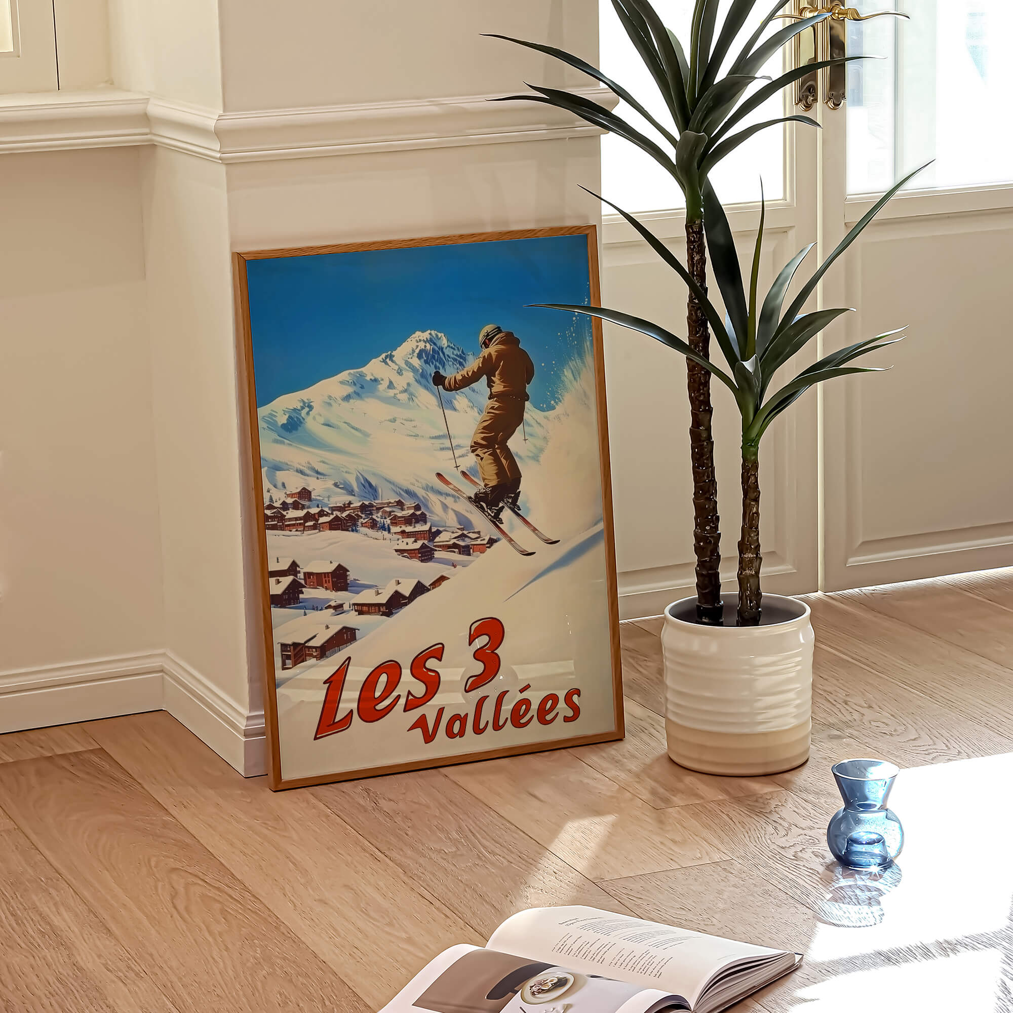 Les 3 Vallées, France Vintage Ski Travel Poster