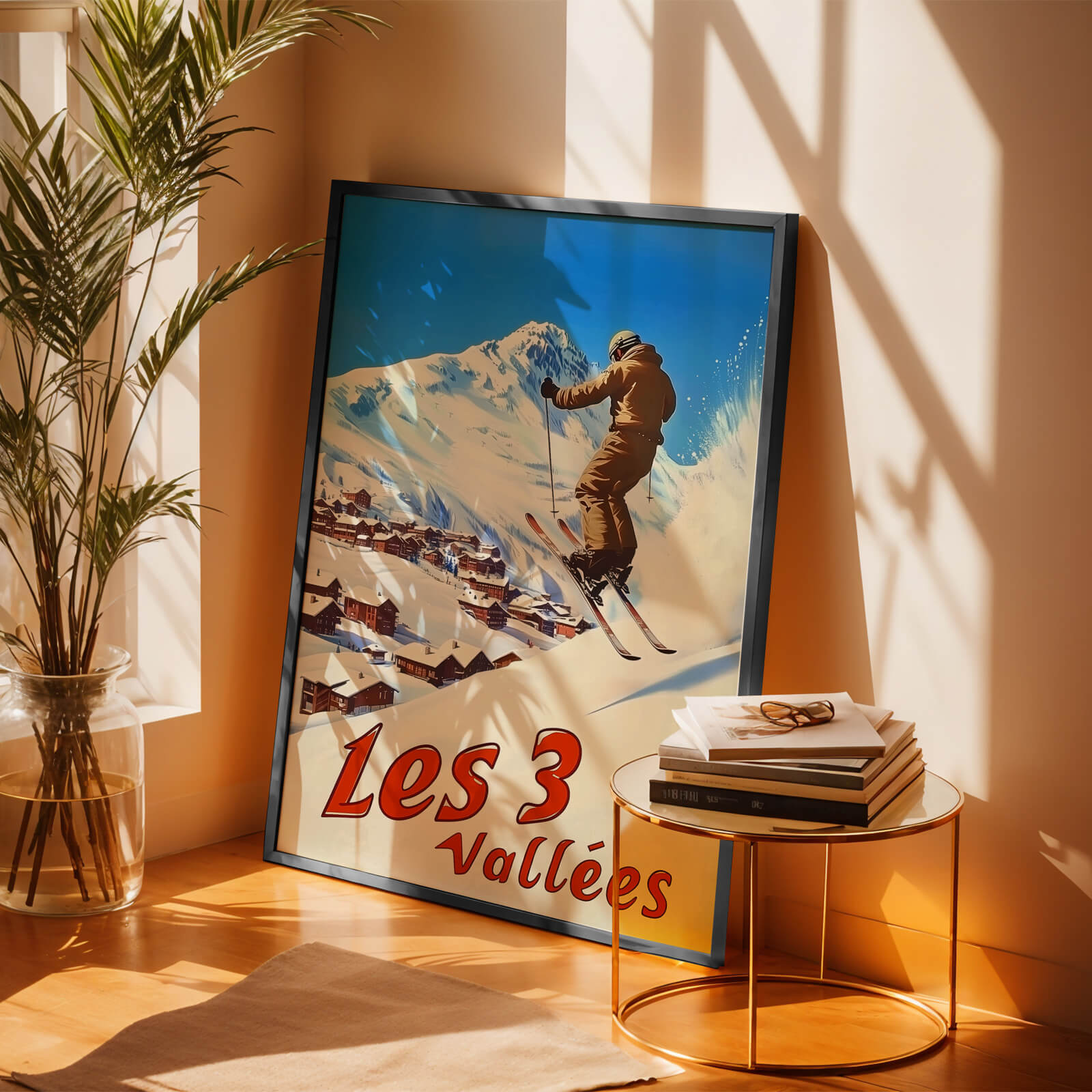 Les 3 Vallées, France Vintage Ski Travel Poster