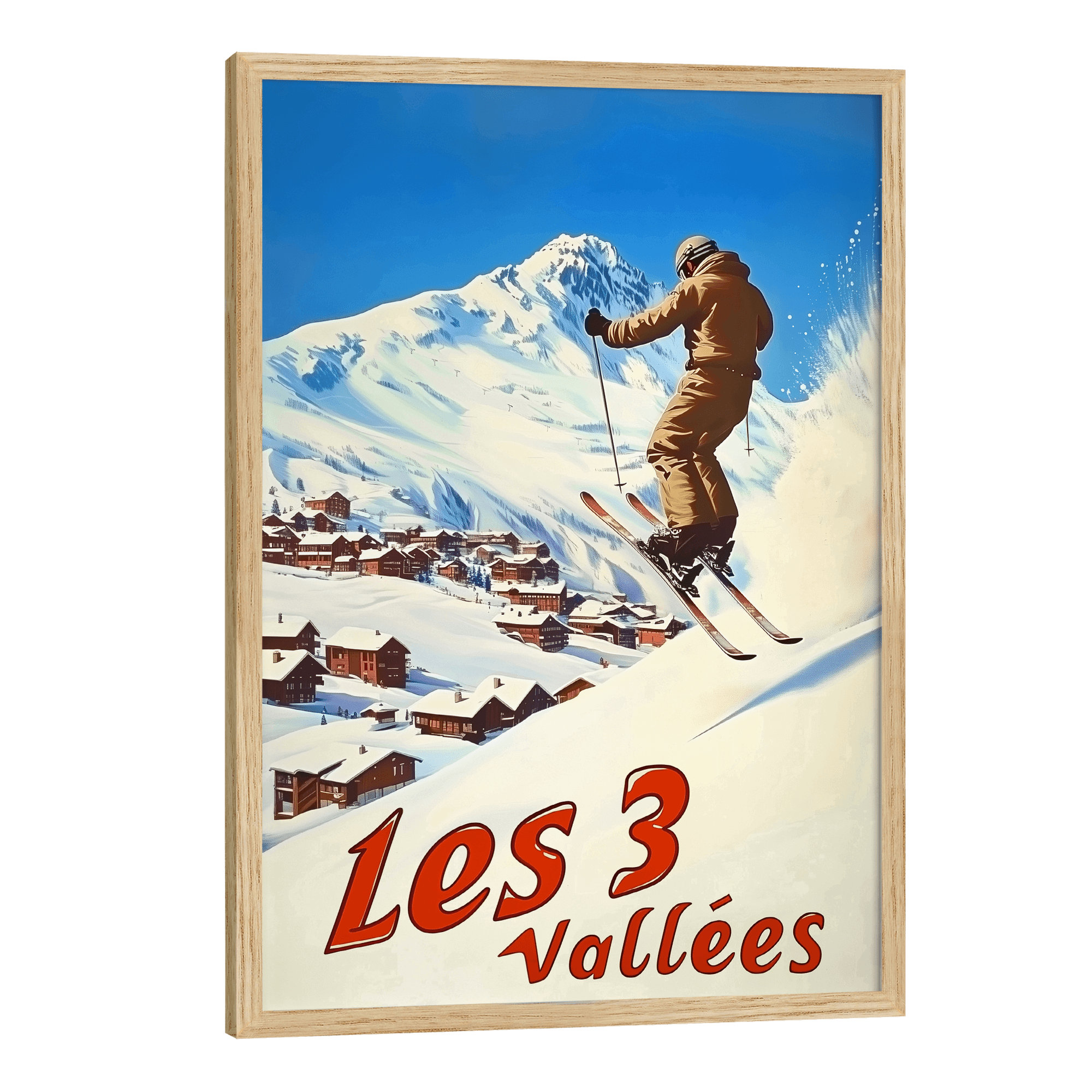 Les 3 Vallées, France Vintage Ski Travel Poster