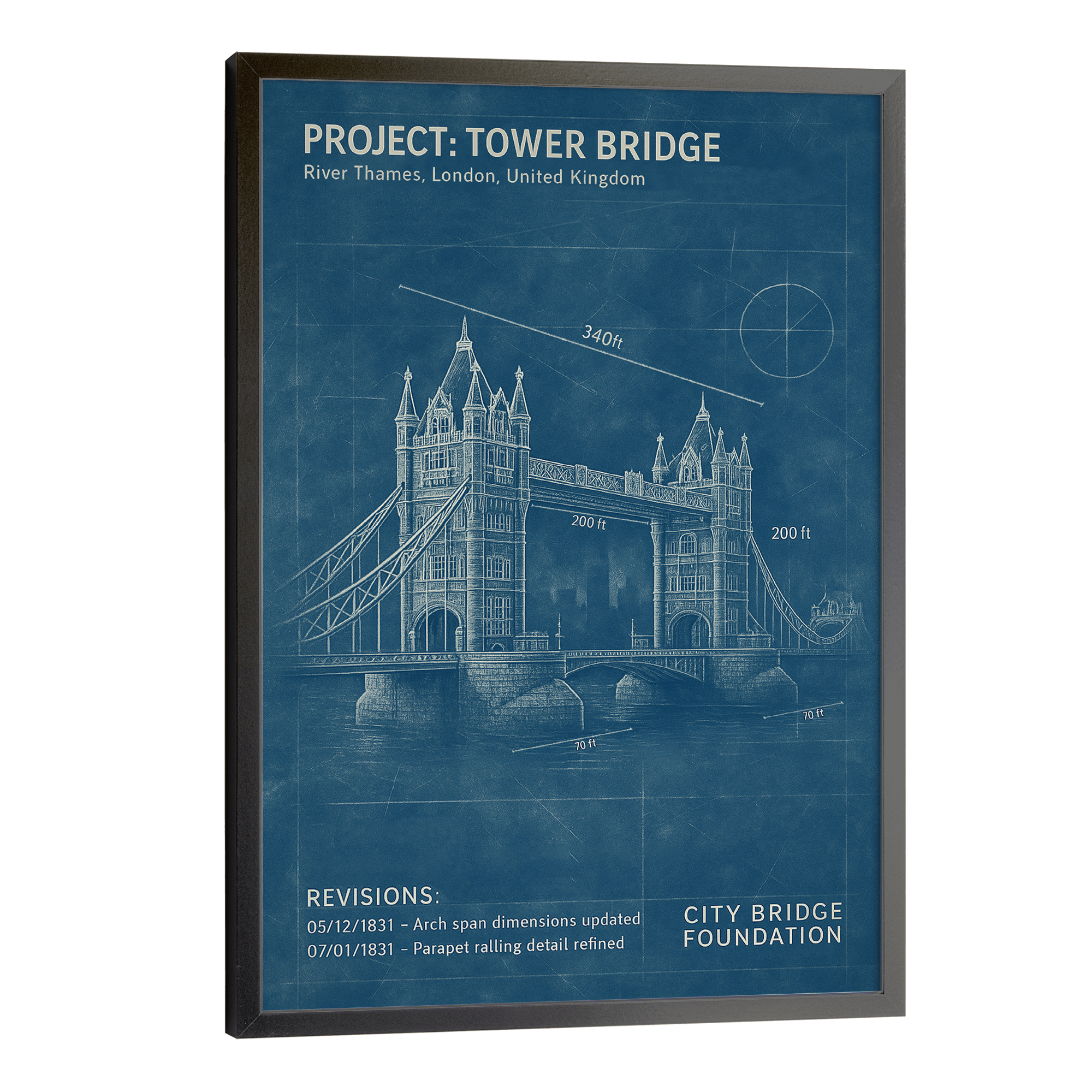 London Bridge Blueprint Poster
