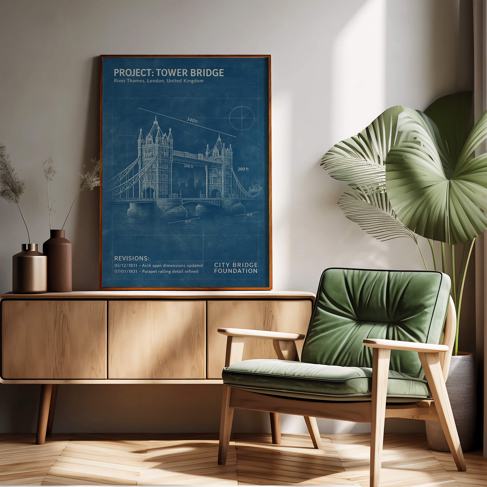 London Bridge Blueprint Poster