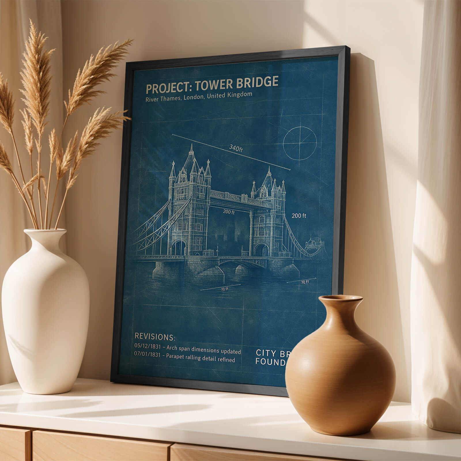 London Bridge Blueprint Poster