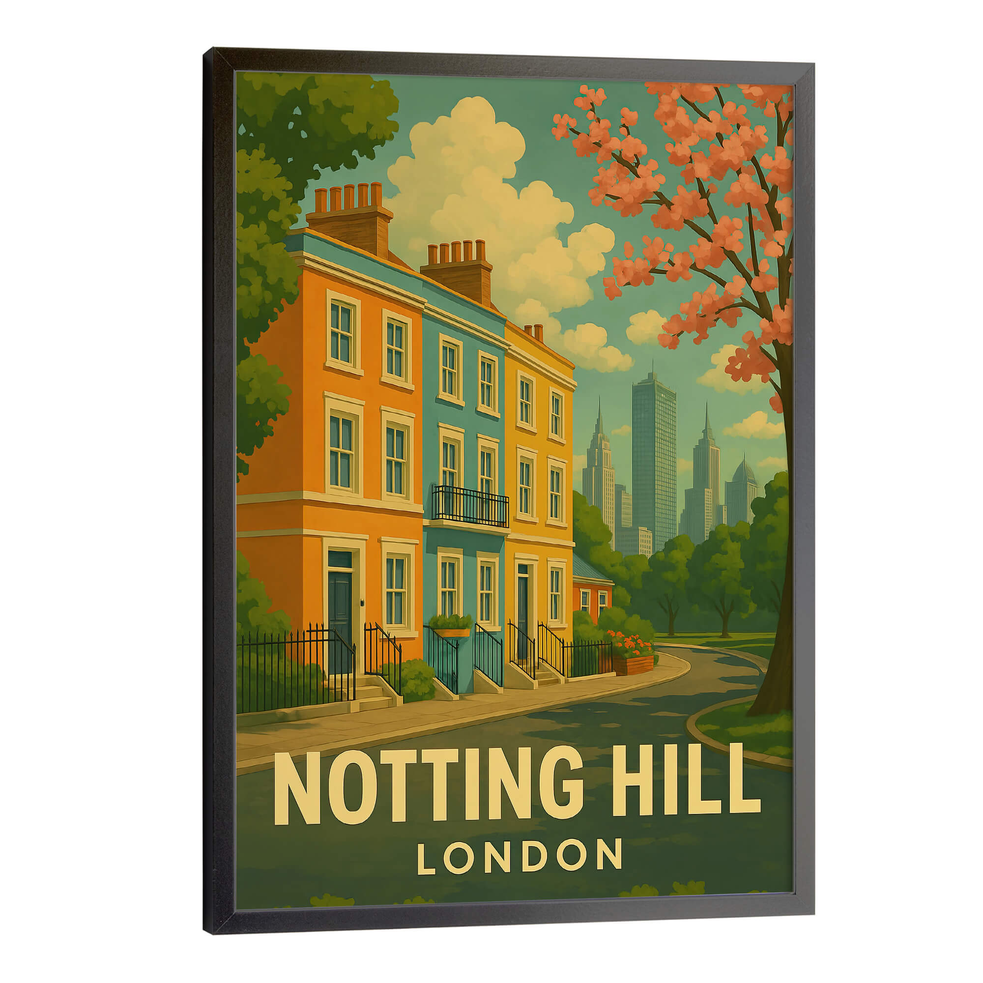 London Notting Hill Travel Poster