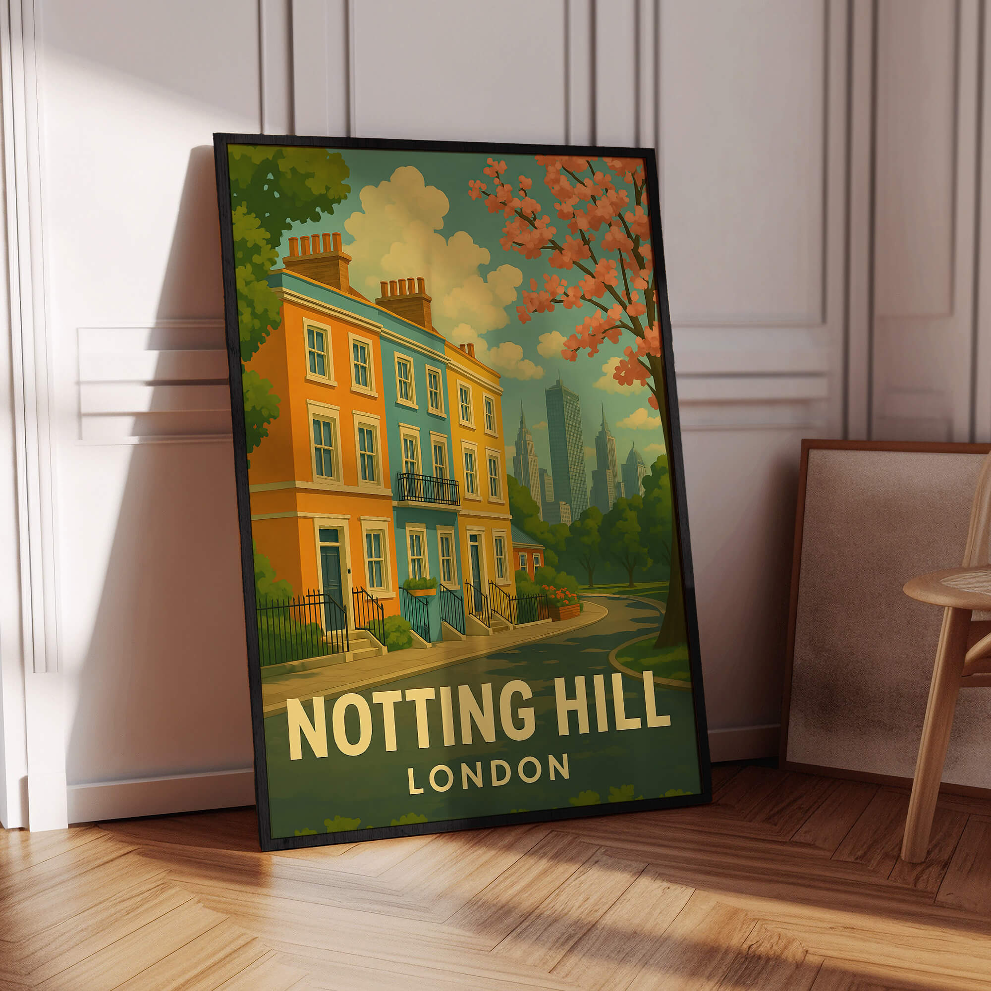 London Notting Hill Travel Poster