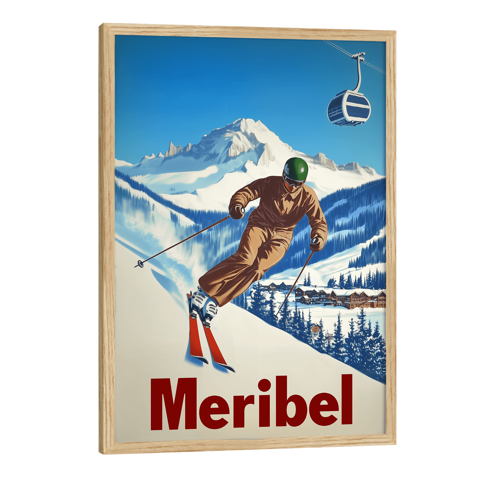 Meribel, France Vintage Ski Travel Poster