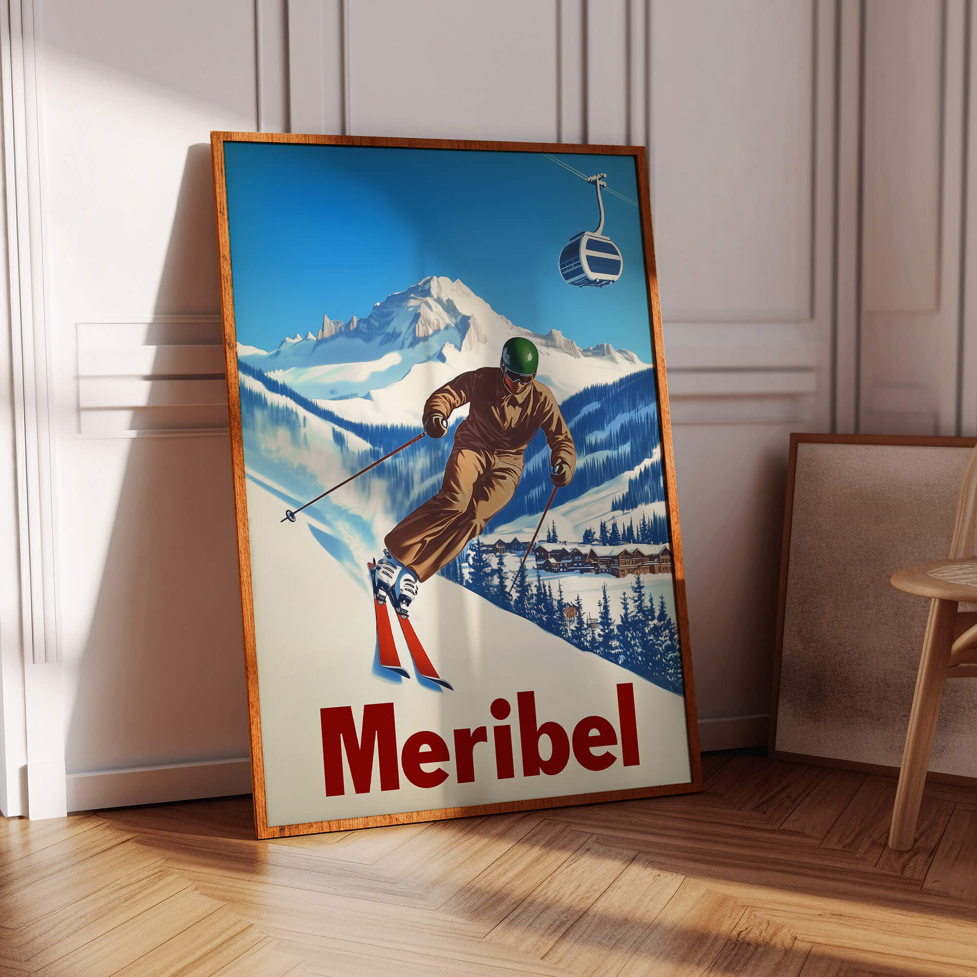 Meribel, France Vintage Ski Travel Poster