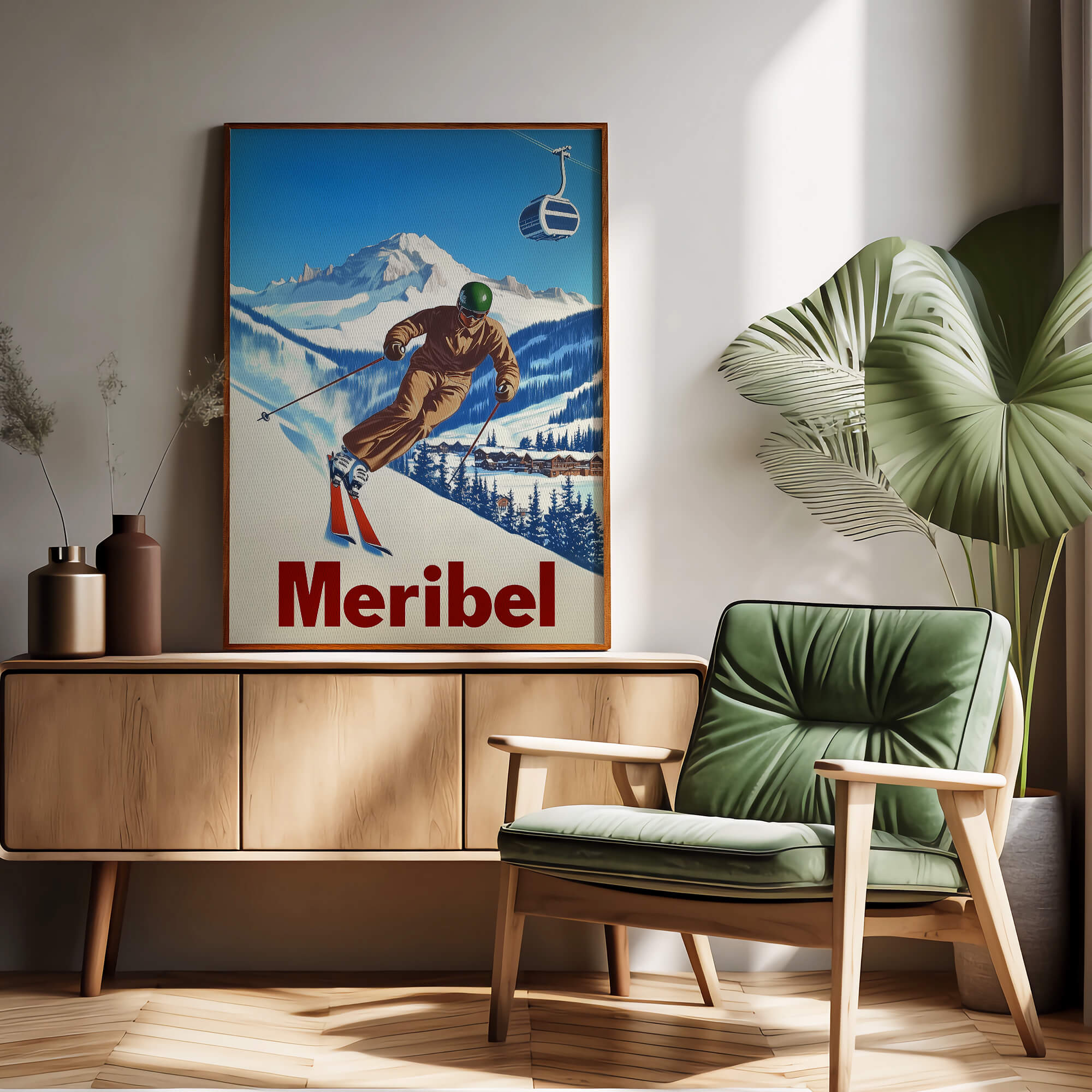 Meribel, France Vintage Ski Travel Poster
