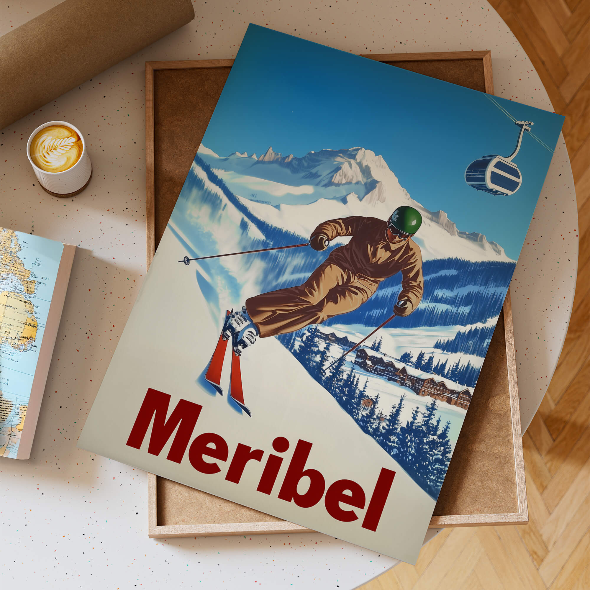 Meribel, France Vintage Ski Travel Poster