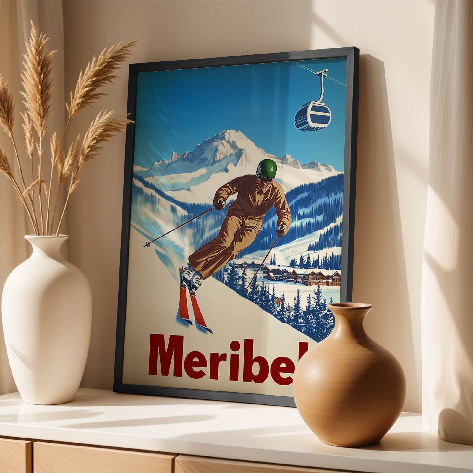 Meribel, France Vintage Ski Travel Poster