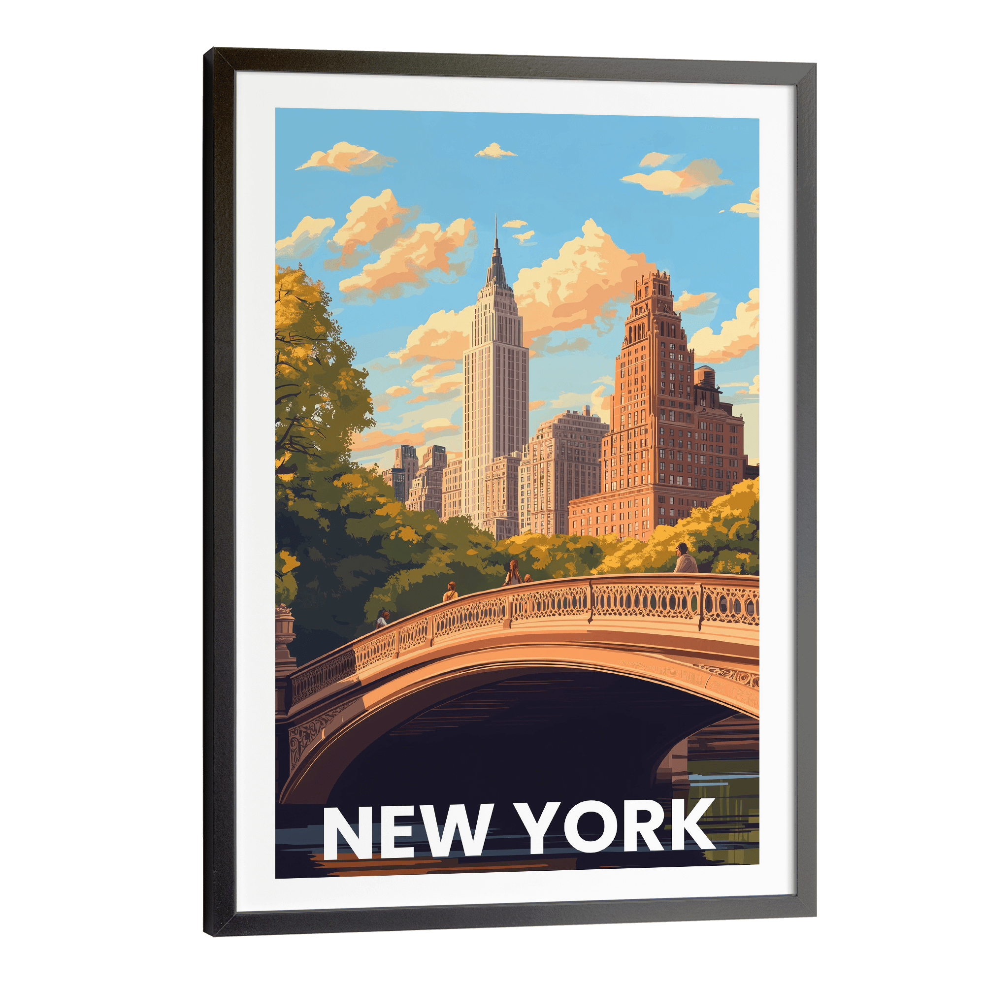 New York Central Park Vintage City Travel Poster