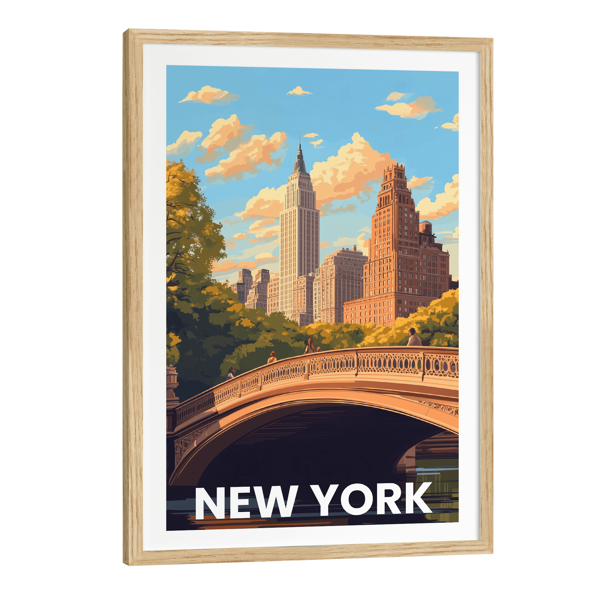 New York Central Park Vintage City Travel Poster