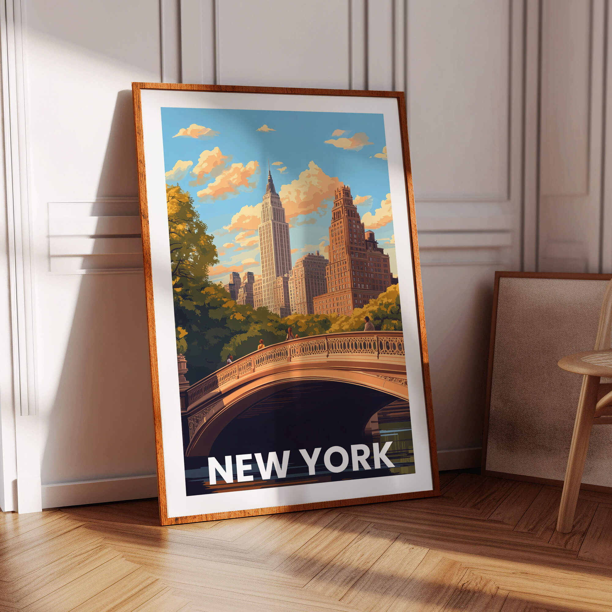 New York Central Park Vintage City Travel Poster