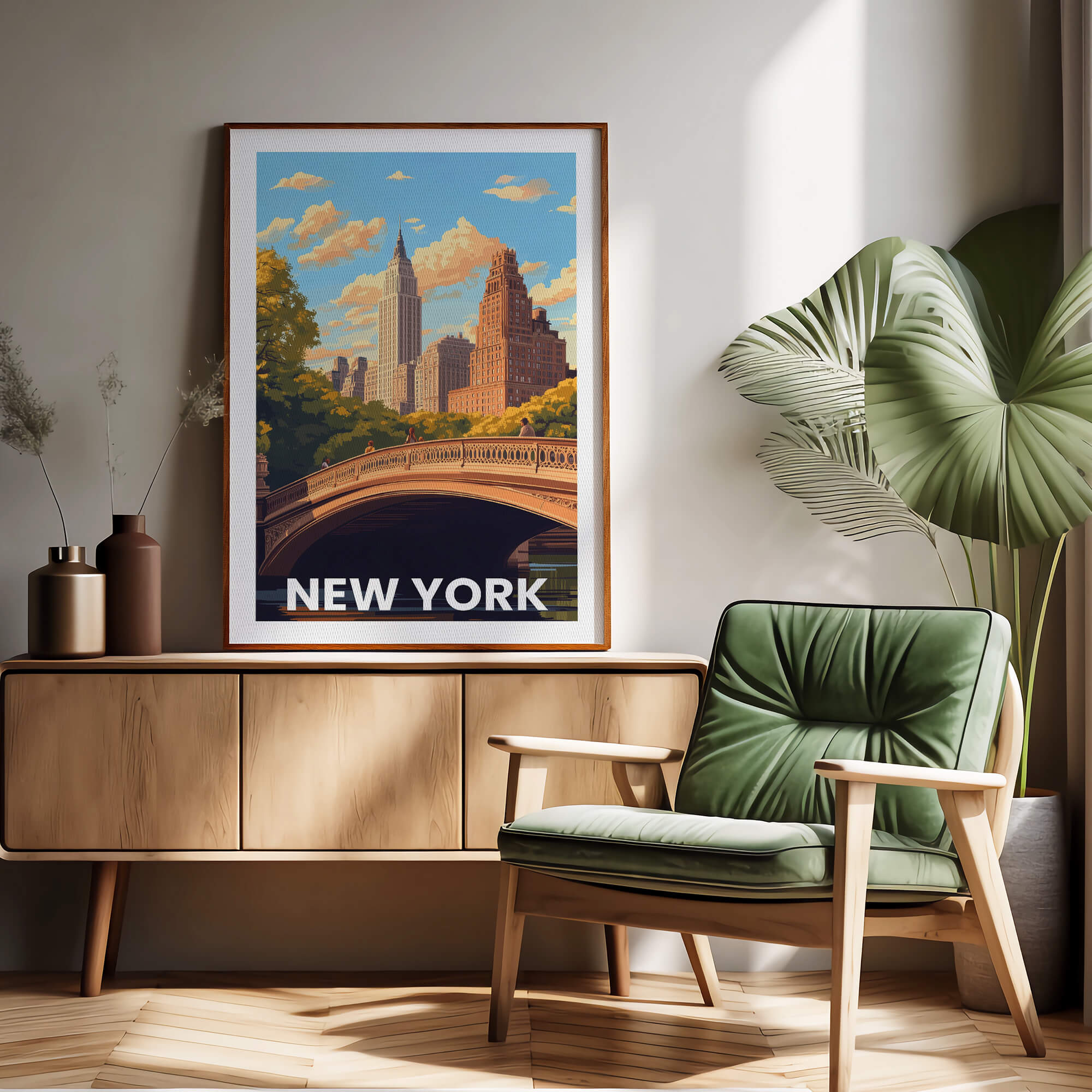 New York Central Park Vintage City Travel Poster