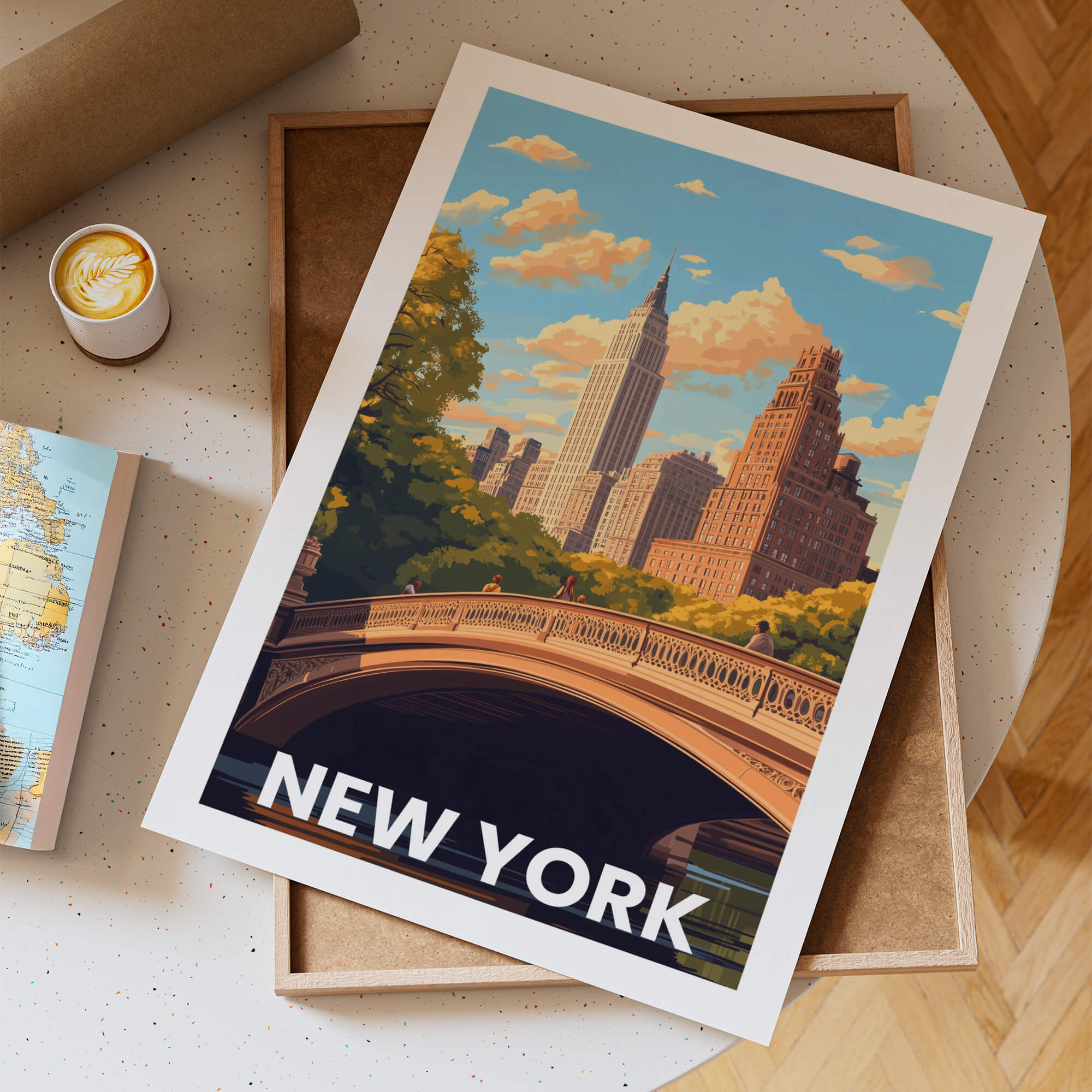 New York Central Park Vintage City Travel Poster