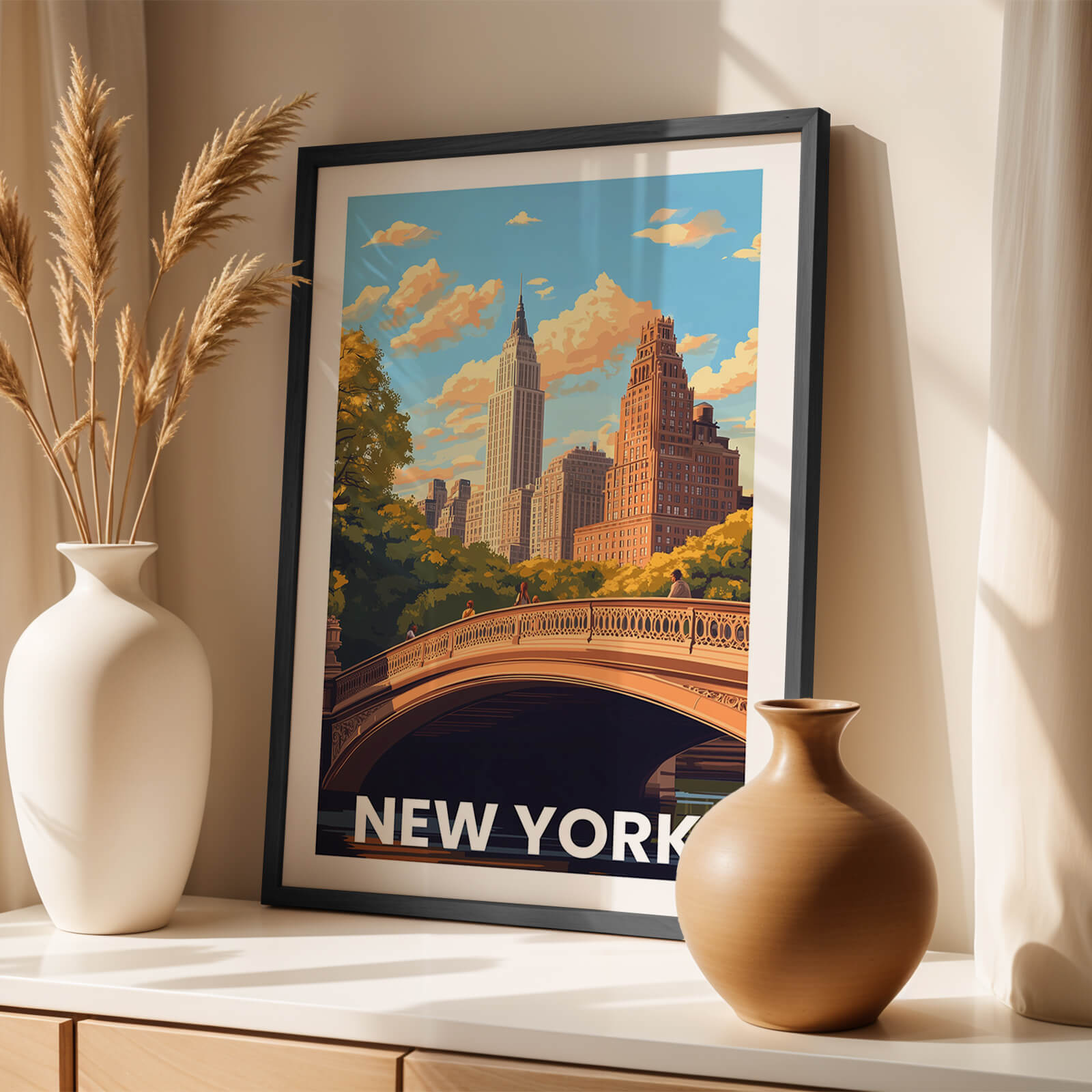 New York Central Park Vintage City Travel Poster